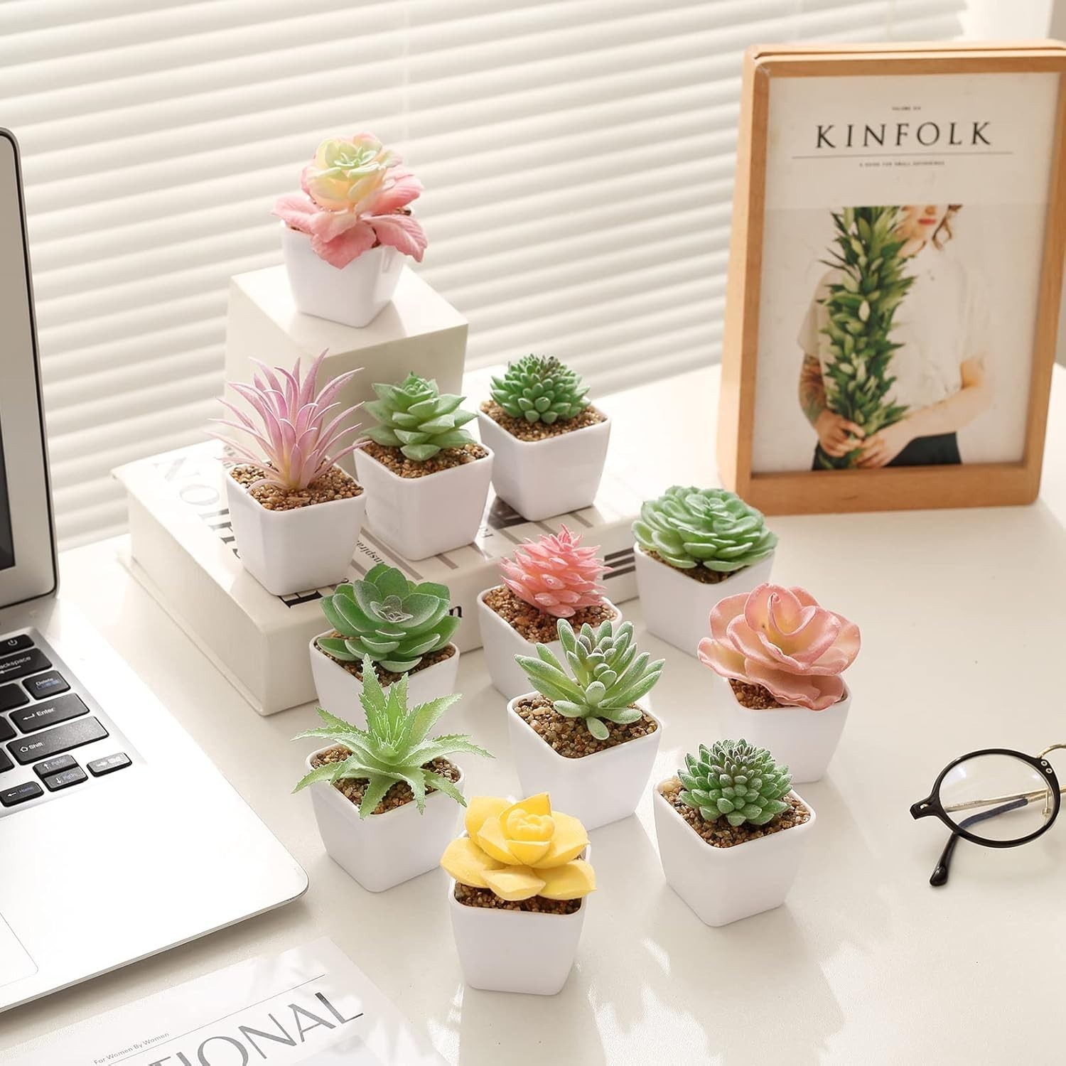 Eco-Friendly 24 Mini Artificial Succulents – Perfect for Home and Office