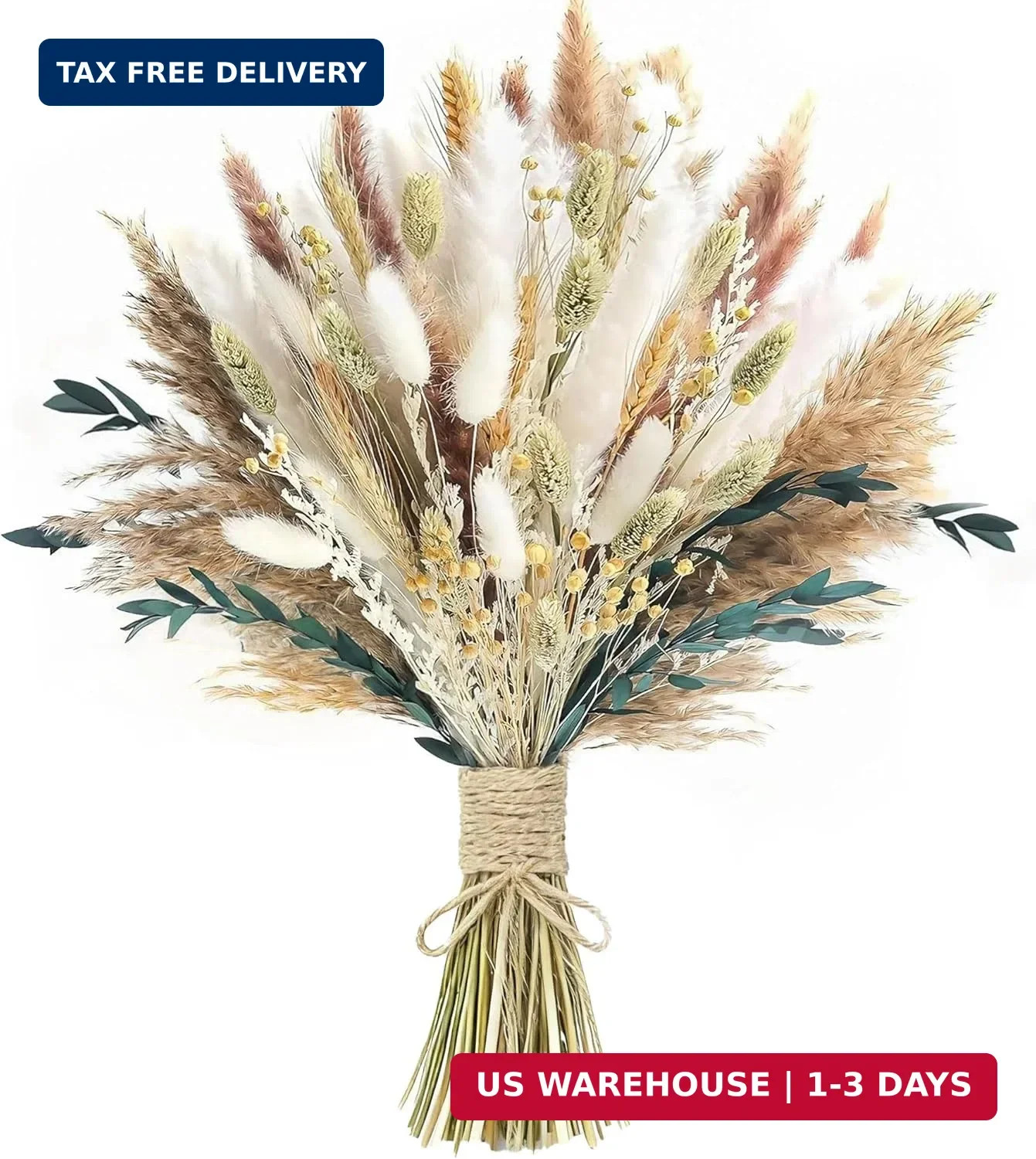 xin’s convey 126pcs Dried Pampas Grass Decorations, Dried Flowers Bouquet, Reed