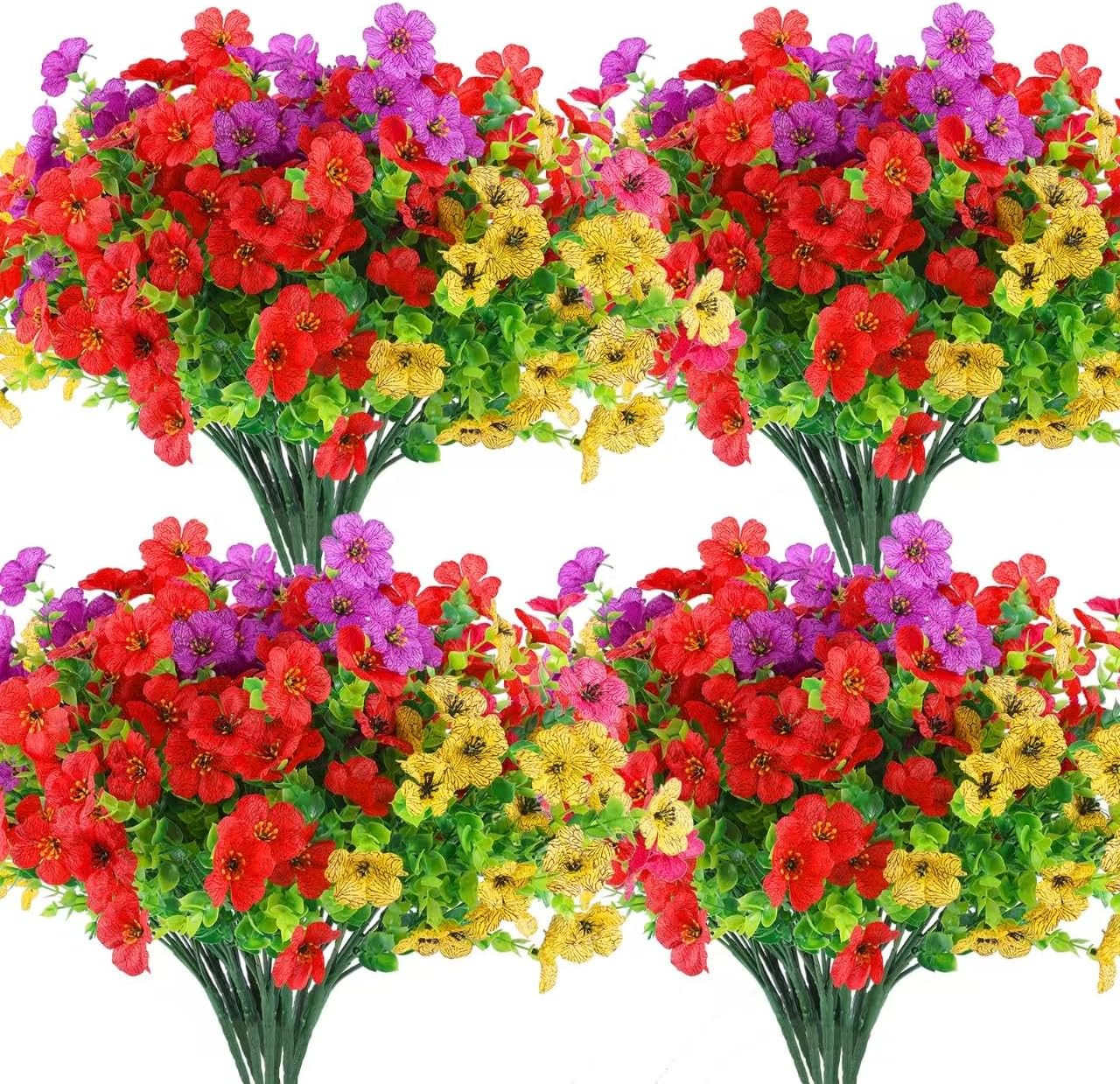 Rowfad 36 Bundles Artificial Flowers Outdoors UV Resistant Fake Plastic Spring M