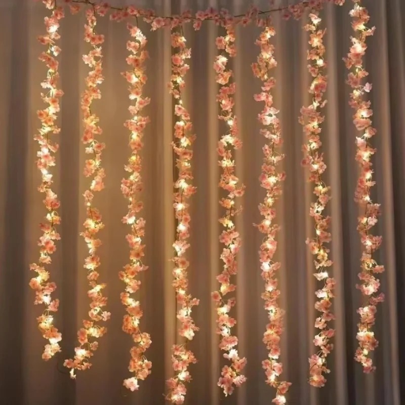 1pcs 180cm/71in Artificial Sakura Flowers Vine Silk Garland Wedding Party Decor