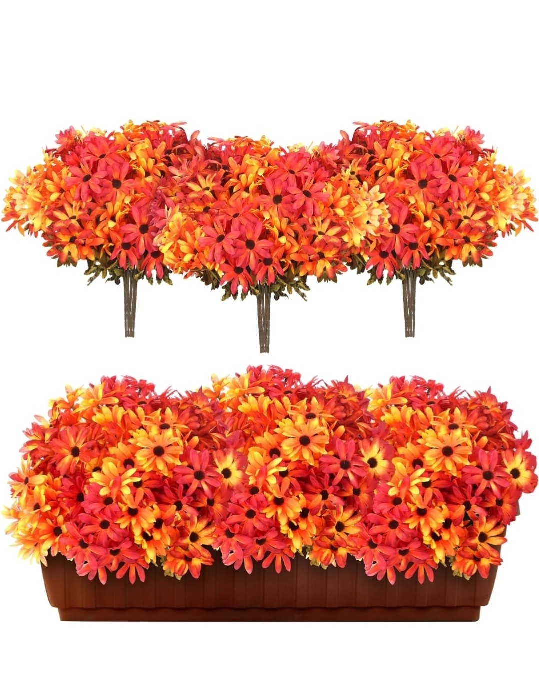 12 Pcs Artificial Fall Flowers for Decoration Bright Faux Mums for Outdoor…