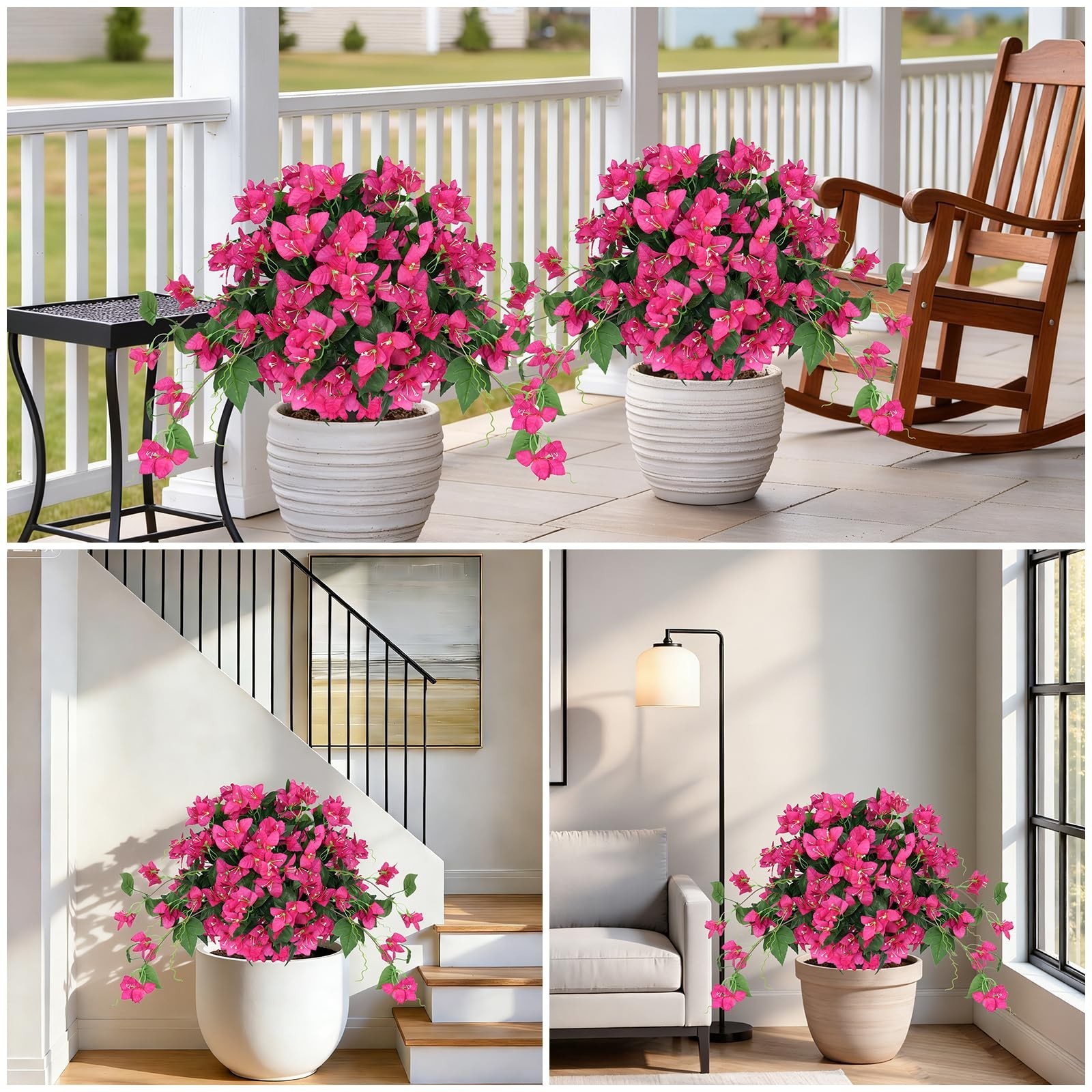 2Pack Faux Bougainvillea Topiary Balls – UV Resistant Silk Flowers for Outdoor D