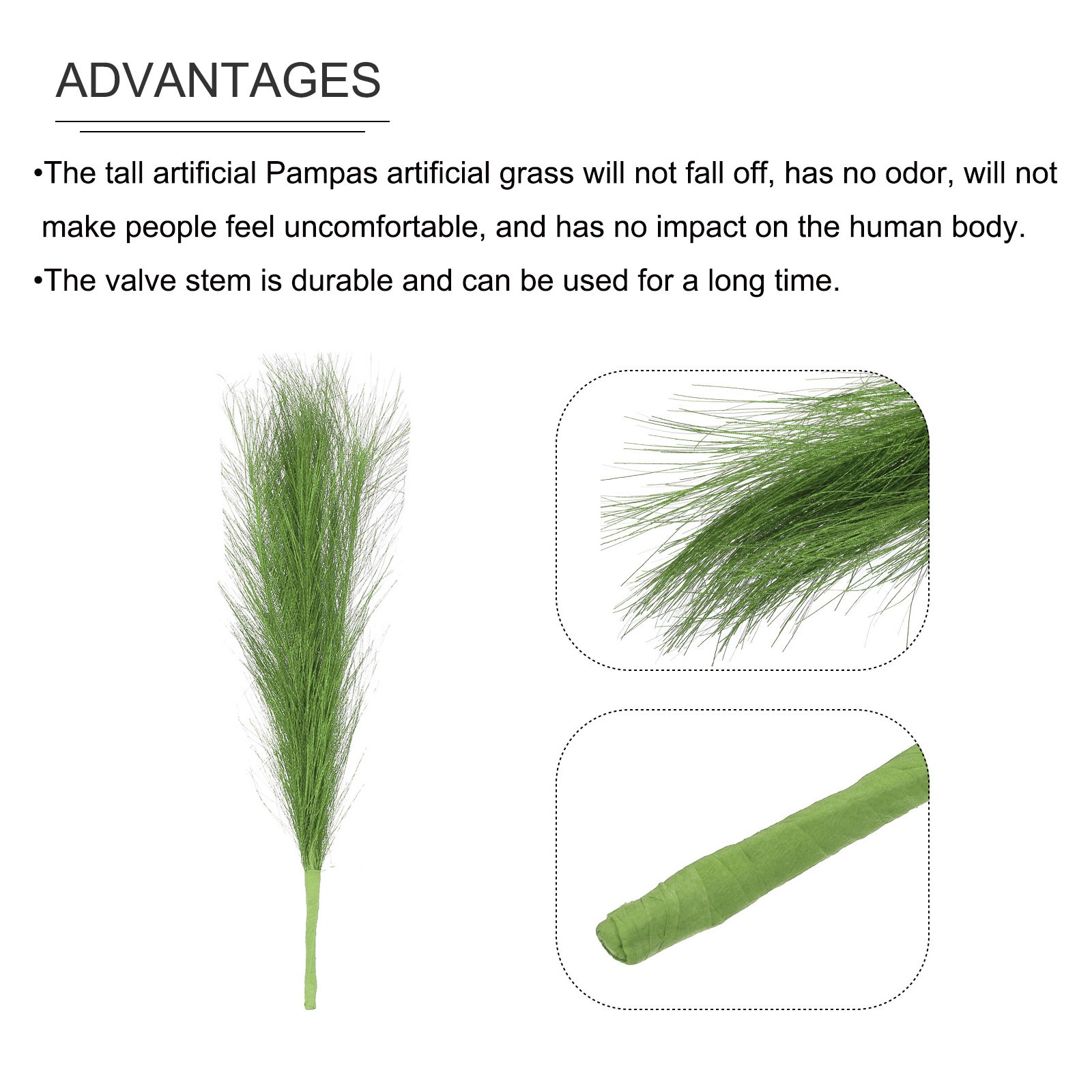 Faux Pampas Grass Fake Pampas Grass Decor, 17.7″/45cm / Green / 6 Pcs