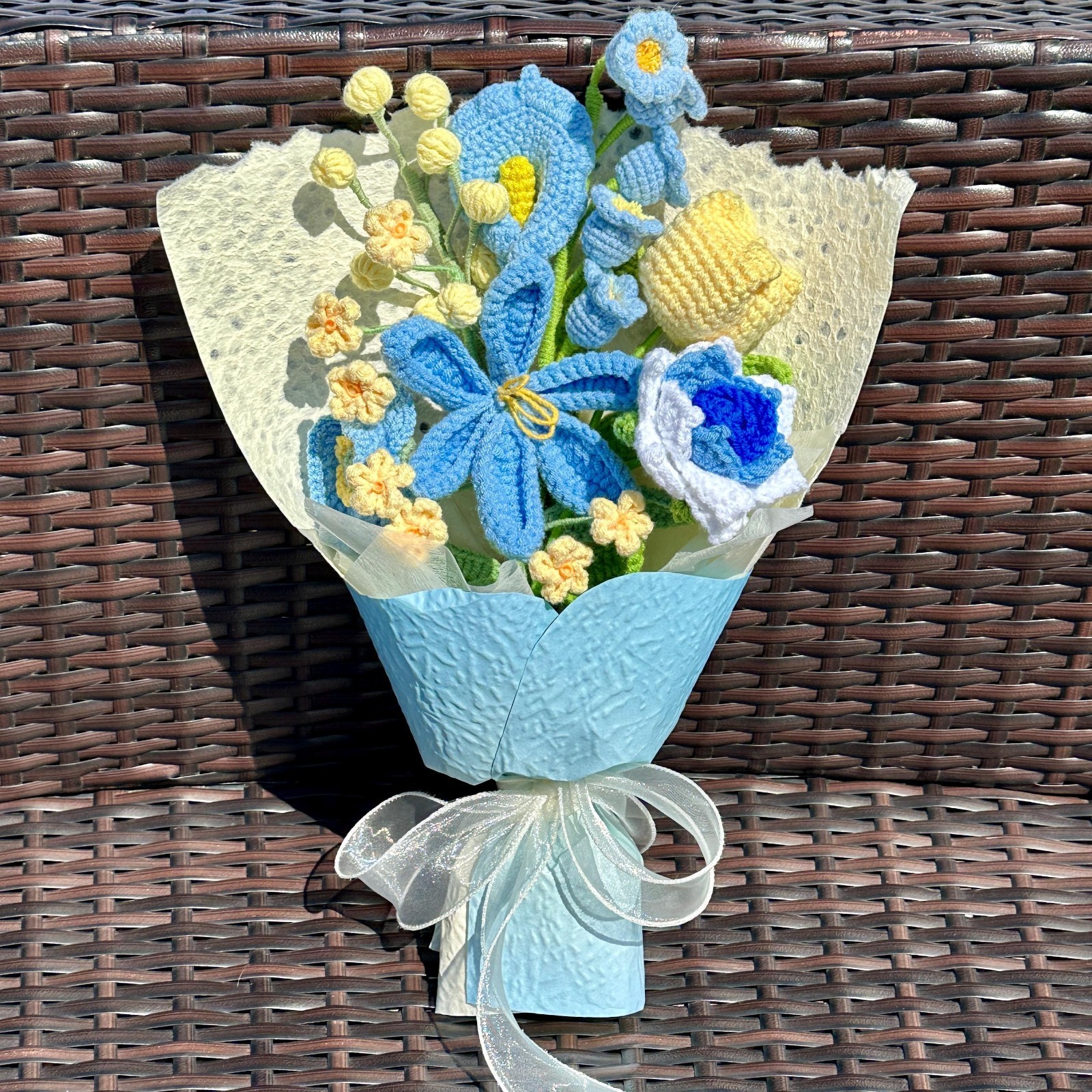 Crochet Flower Arrangement Yarn Bouquet Desk Decor Home Decor Keepsake Decor