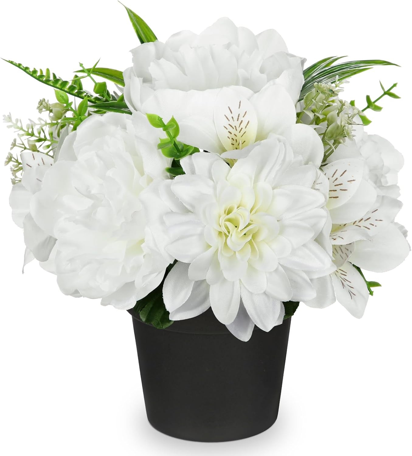 Yellow Artificial Flowers Small Fake Flowers in Vase Peonies Dahlia Tiger Lily P