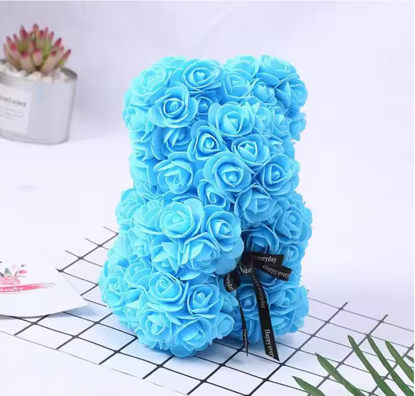 1pc 10inch Artificial Flower Floral Rose Teddy Bear Romantic Valentines Day Gift