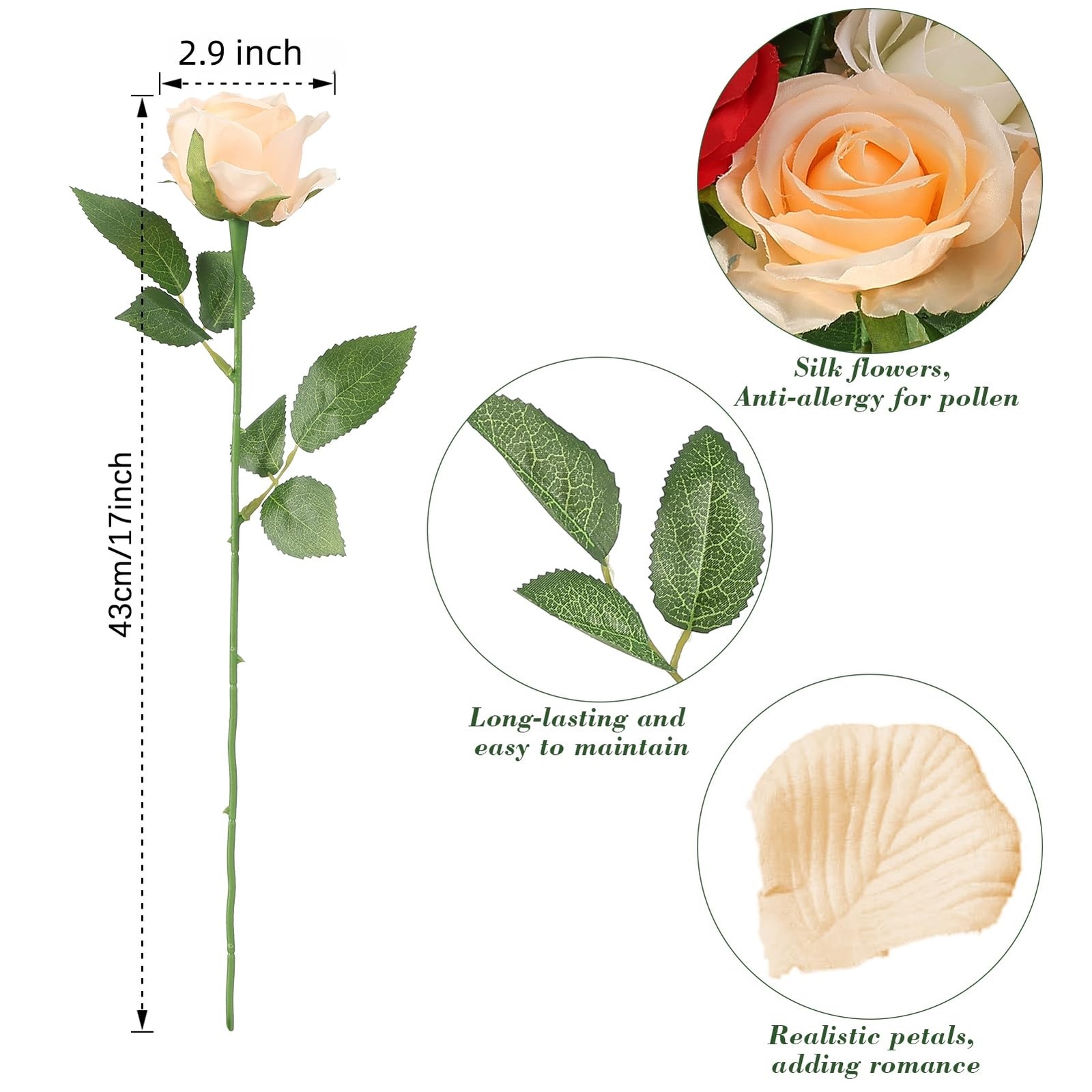 27Pcs Fake Roses and 2000Pcs Rose Petals, Artificial Flowers Silk Roses with …