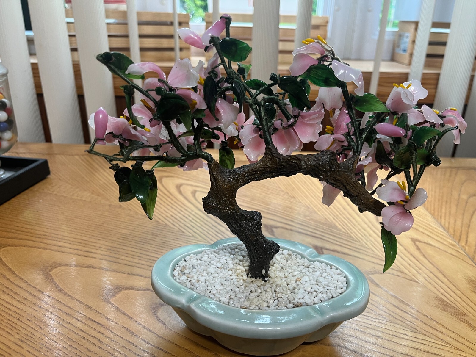 VINTAGE ARTIFICIAL BONSAI TREE/ CHERRY BLOSSOM IN POTTERY BASE