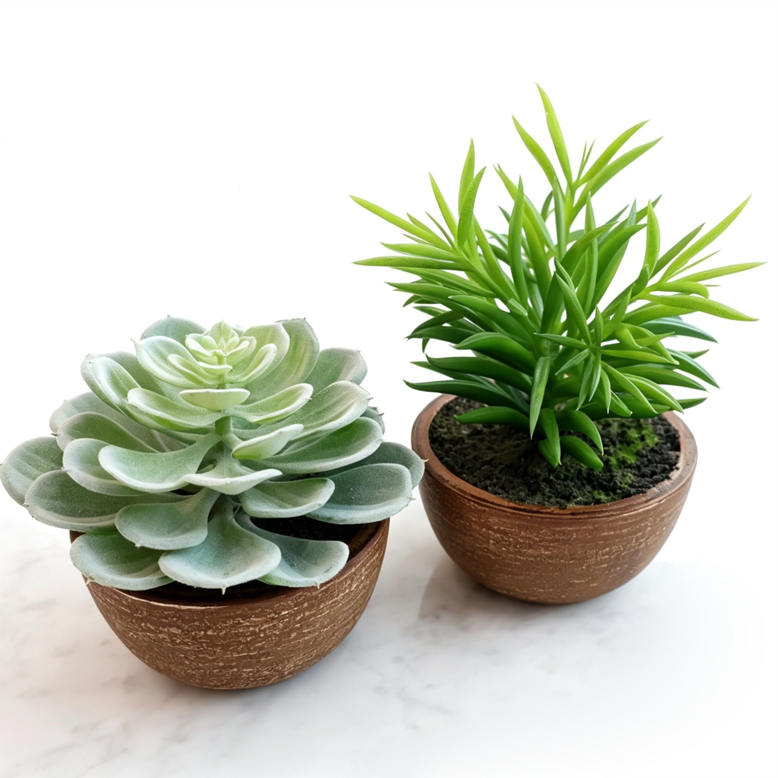2 PCS Realistic Artificial Fake Plants Indoor With Pot Mini Succulents Desk