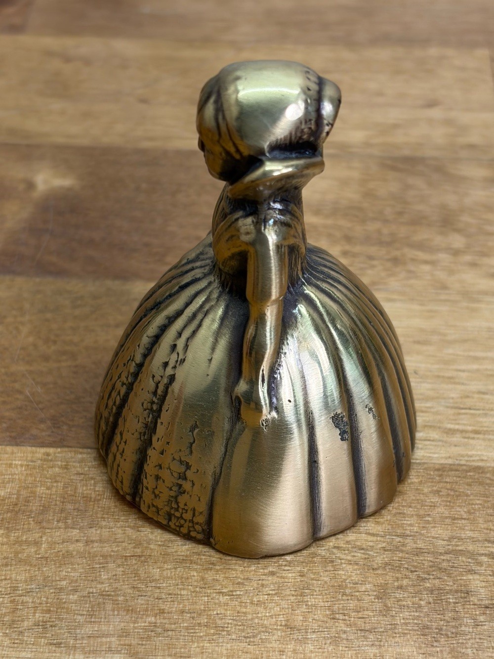 Vintage Solid Brass Crinoline Lady Bell Victorian Southern Belle Basket 3.25″