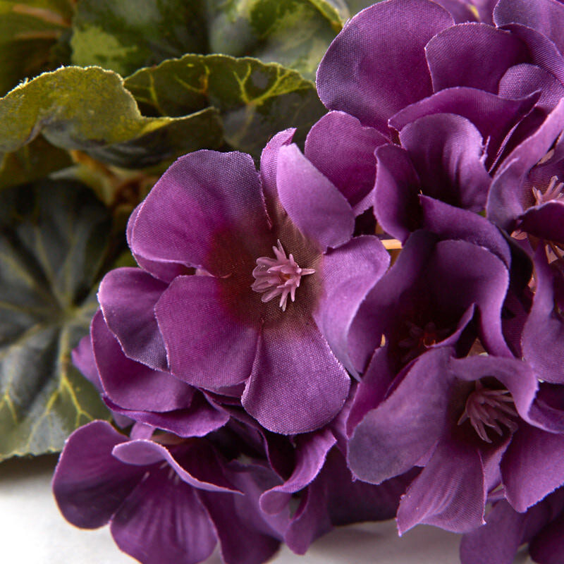 Set of 2 Poly Silk Purple Artifcial Geranium 14″ Floral Bushes