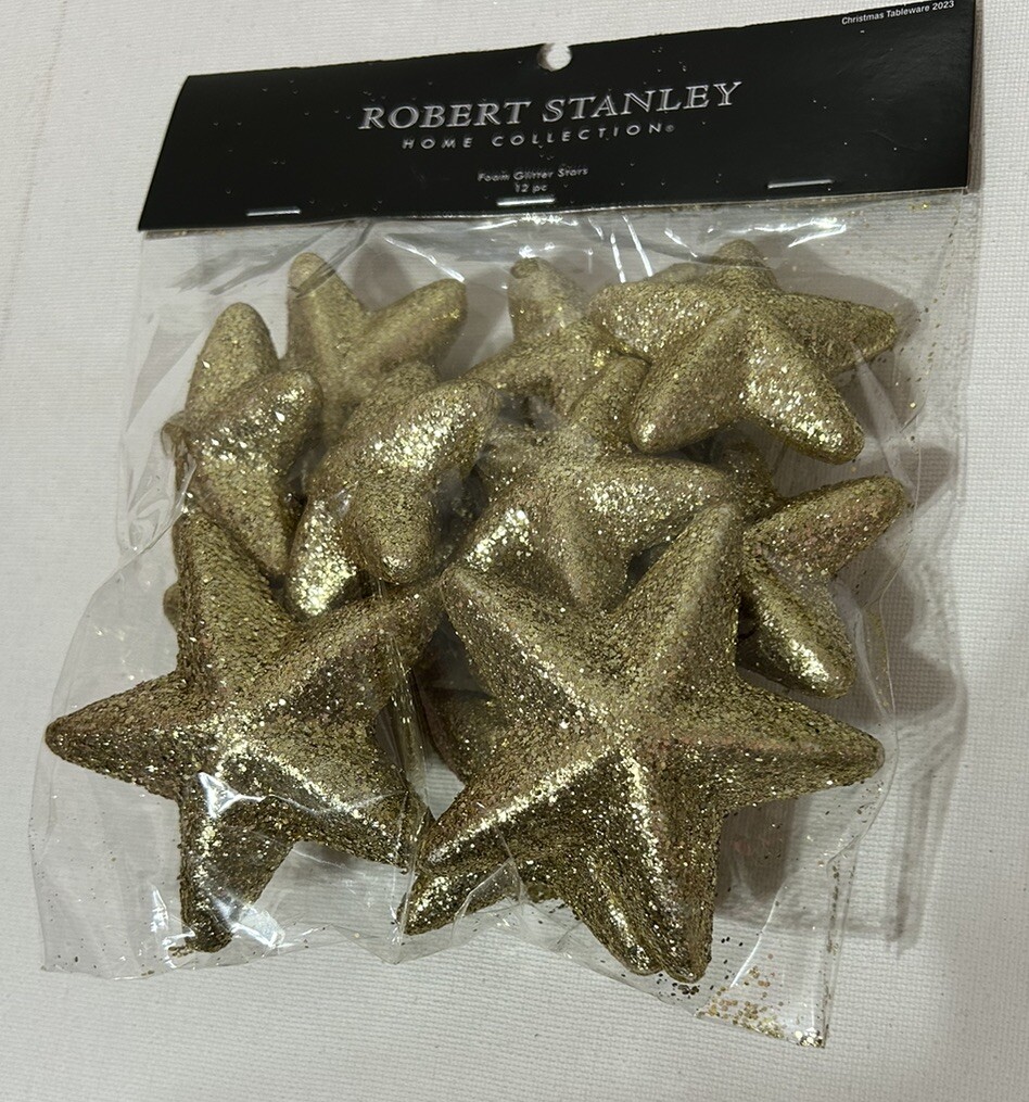 Robert Stanley Gold Foam Glitter Stars Bowl Filler Table Scatter 12 Pc. NEW