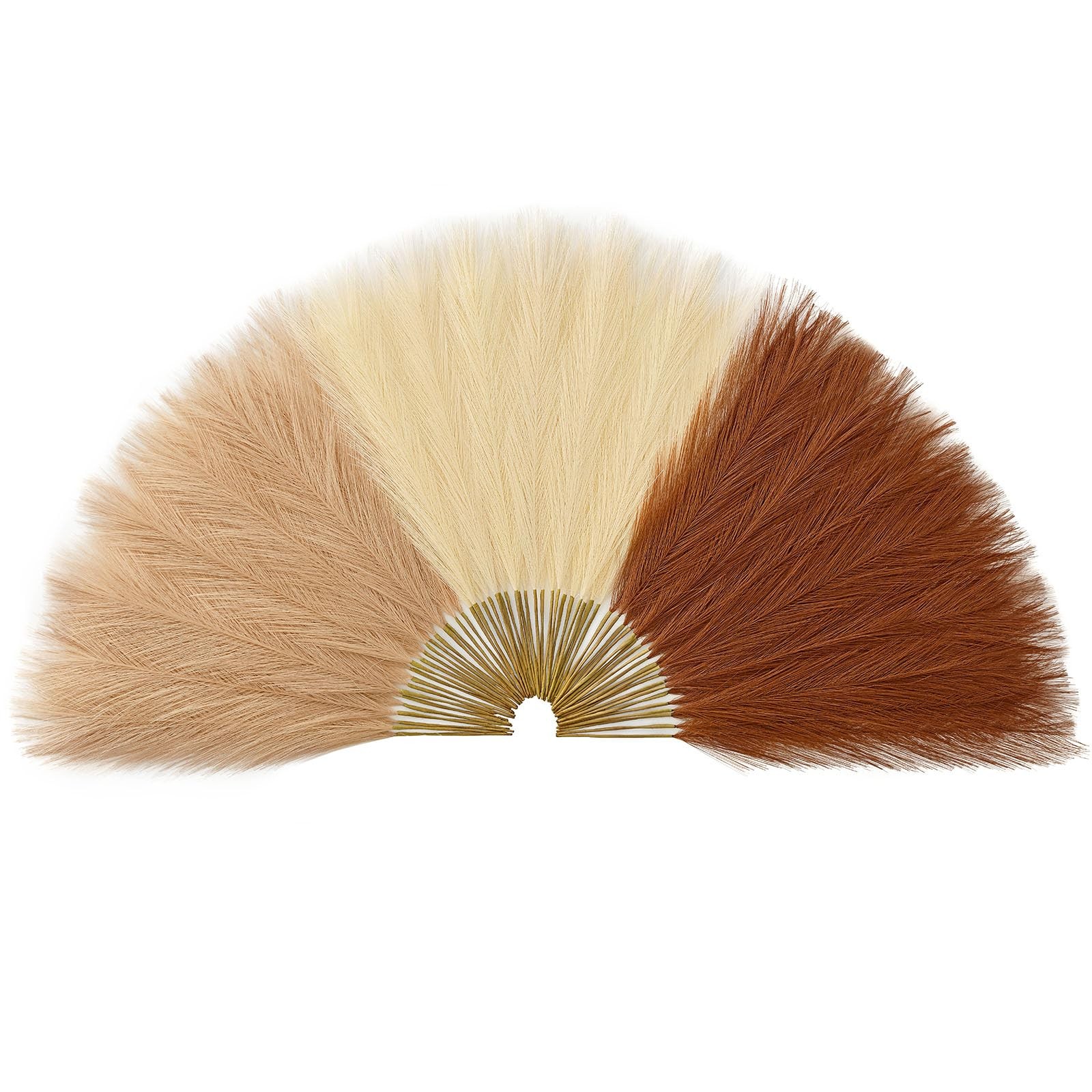 60 PCS Orange Pampas Grass Decor 17.7 Inch Fall Artificial Faux Vase Filler