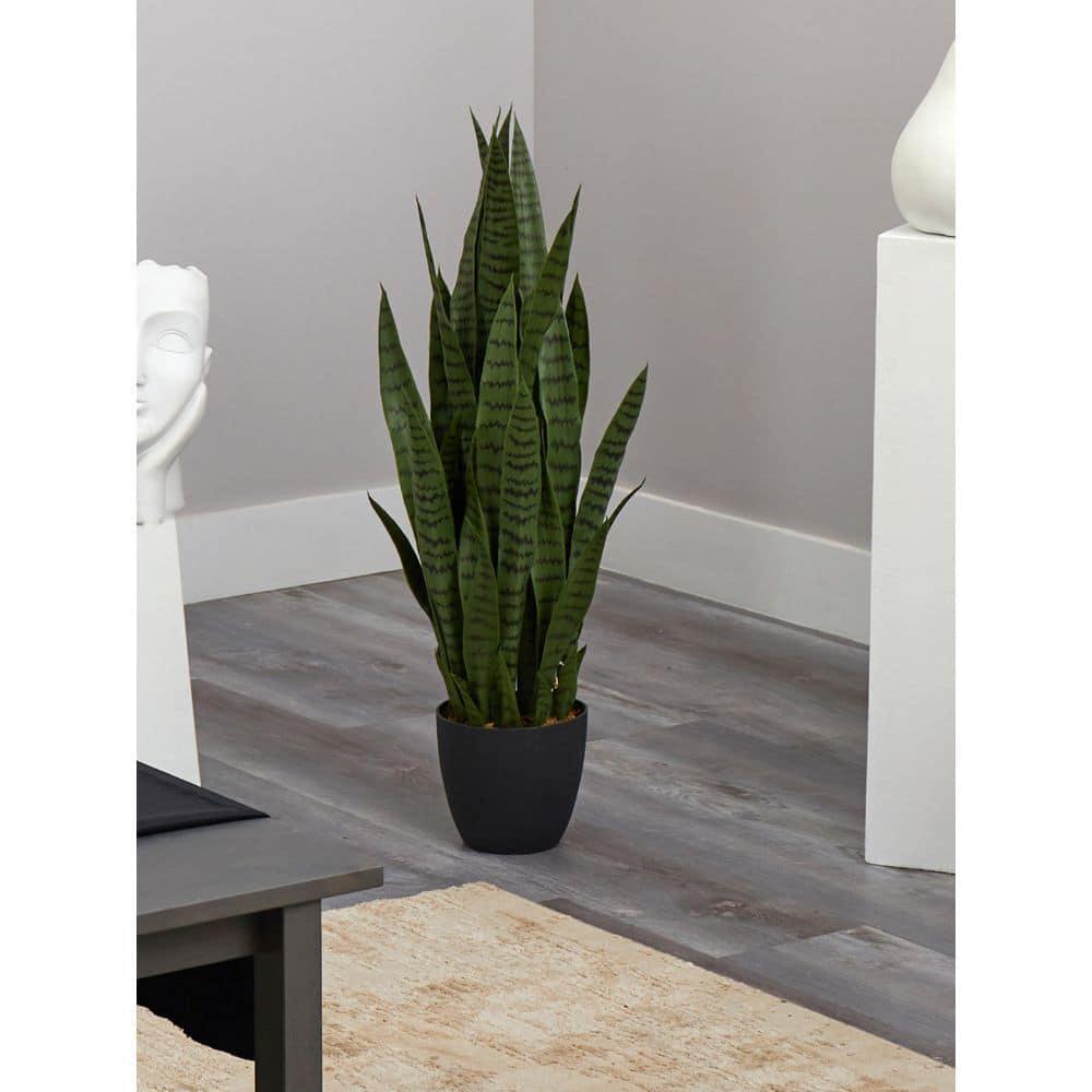 Nearly Natural Artificial Snake Plant 38″ Sansevieria Indoor Dark Green Stripes