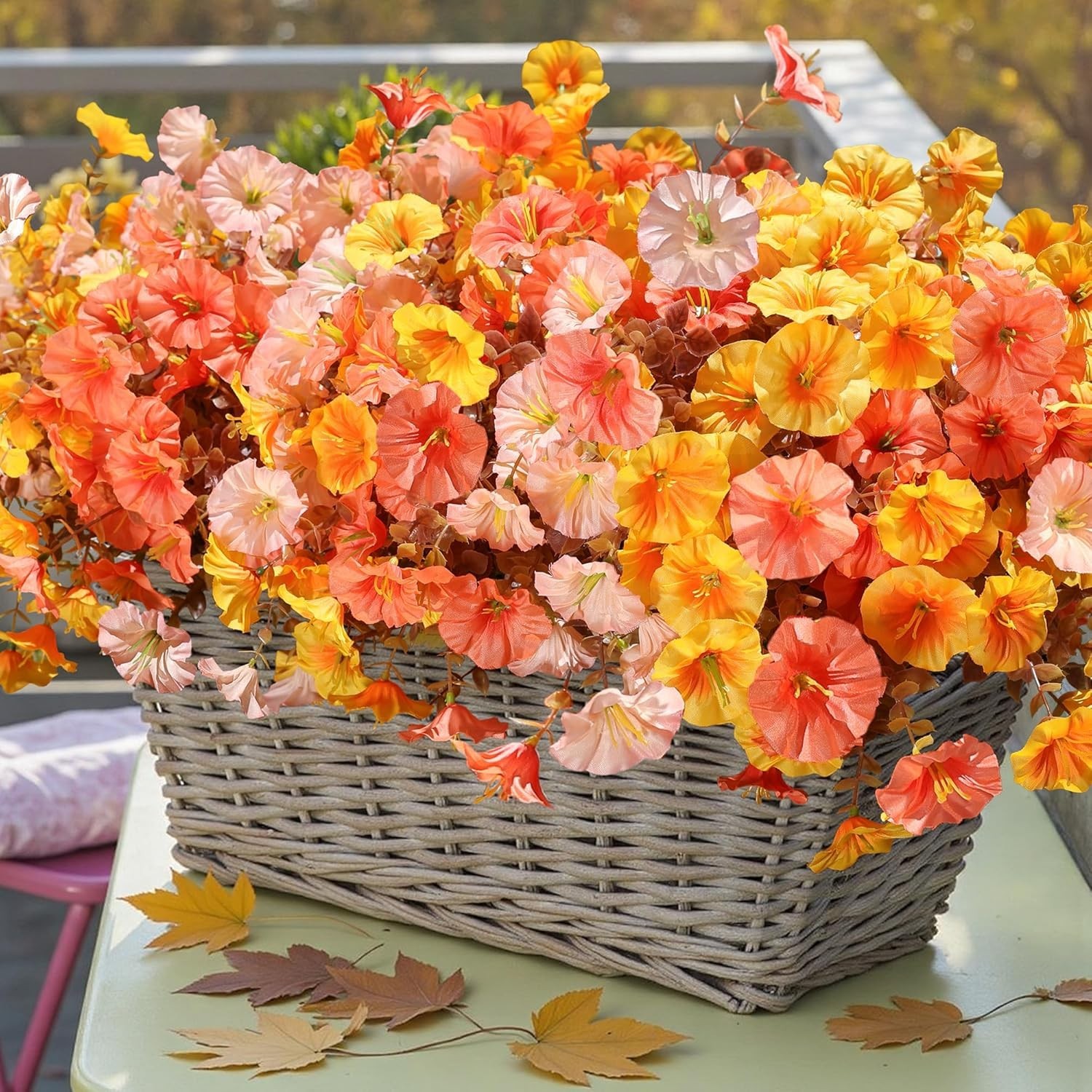Fake Mums Fall Artificial Flowers Plants for Outdoors Autumn Decoration, 12