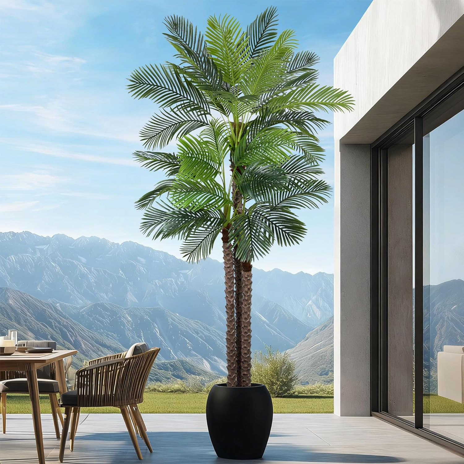 10Ft Artificial Triple Phoenix Palm Tree – Realistic Faux Plant for Home Decor