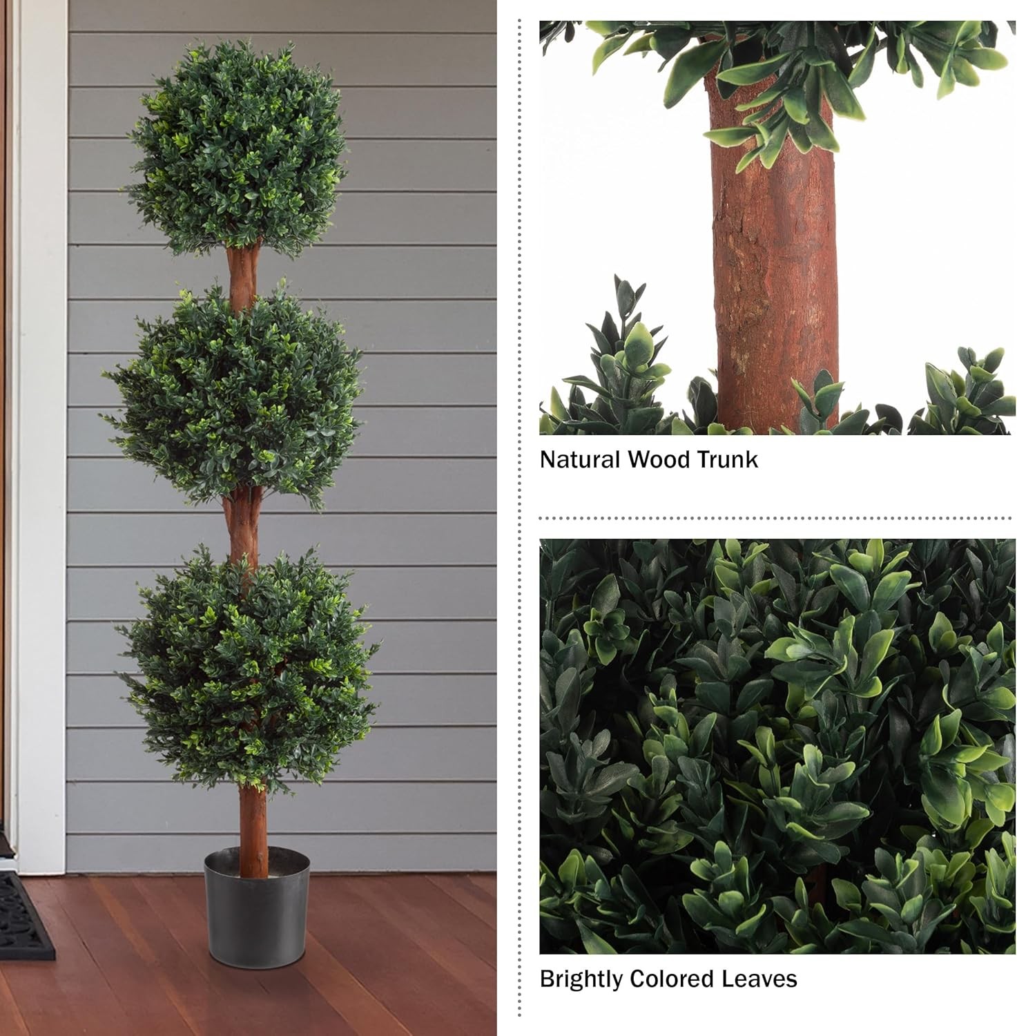 Pure Garden Artificial Tree – 5FT Faux Hedyotis 5ft, Green and Reddish-brown