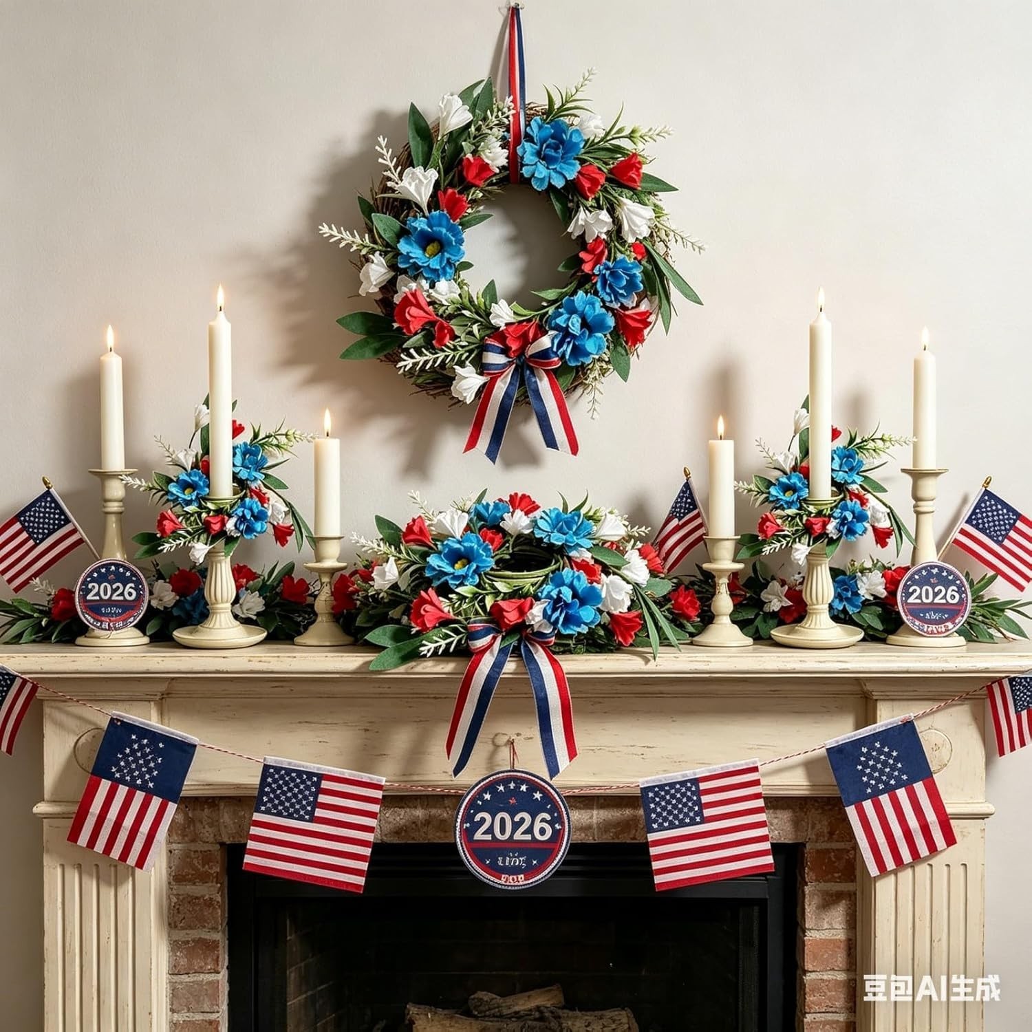 Candle Rings Wreaths 4th Of July Small Artificial Taper Candle Holder 6 Pcs Mini