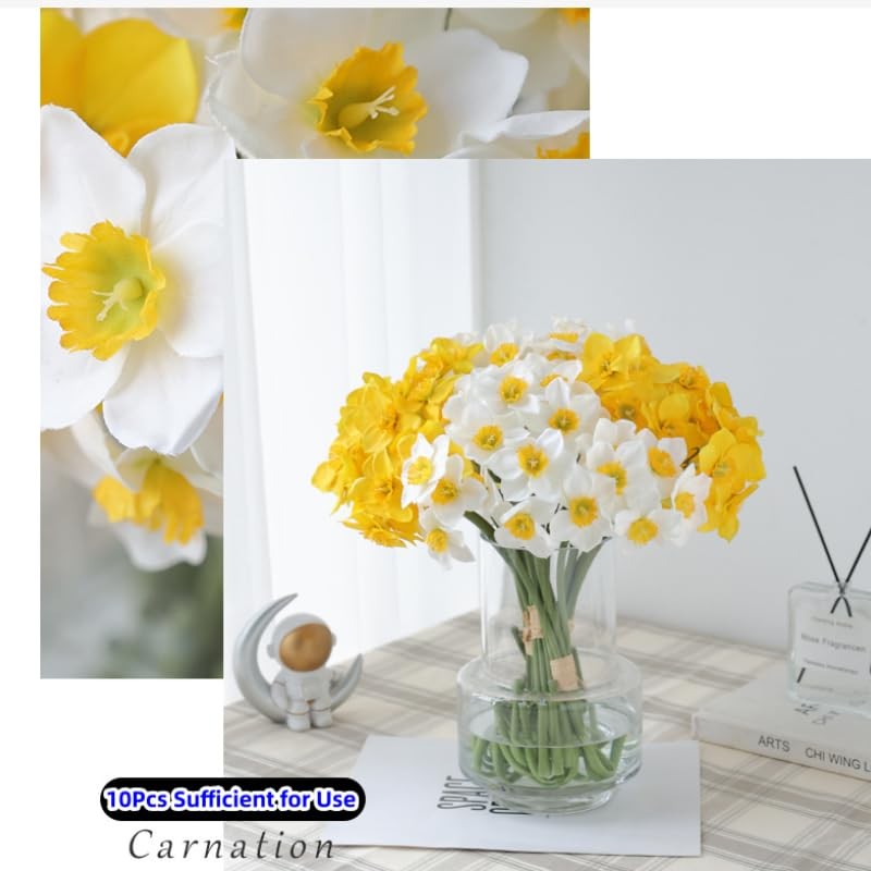12 Stems Artificial Daffodil Flowers 16 Inch Faux Silk Daffodils Flowers Real…