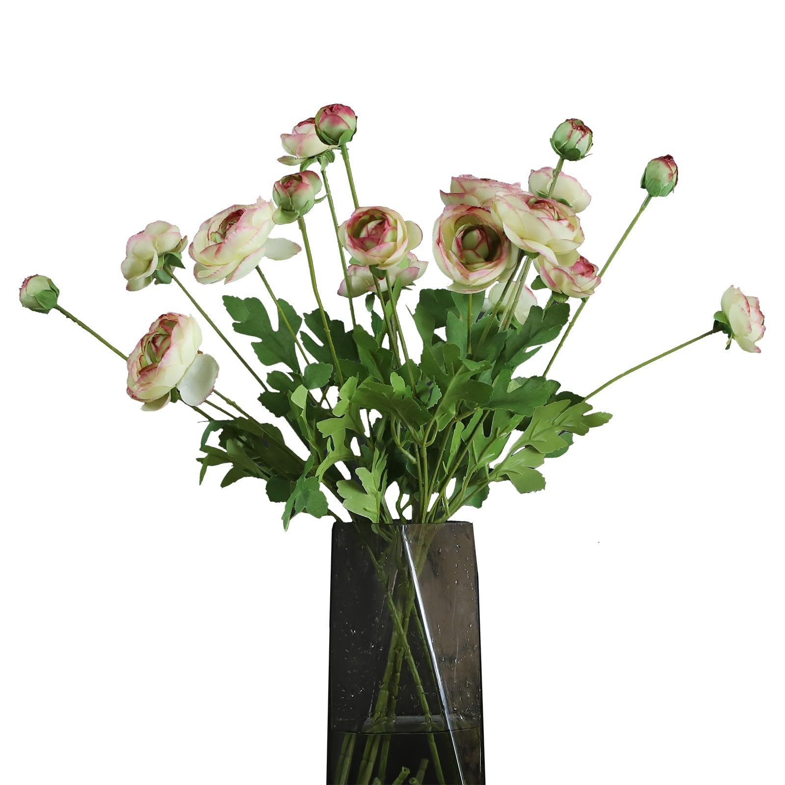 Artificial Silk Flowers Persian Buttercup Bicolor Ranunculus Flower 5 PcsSuit…