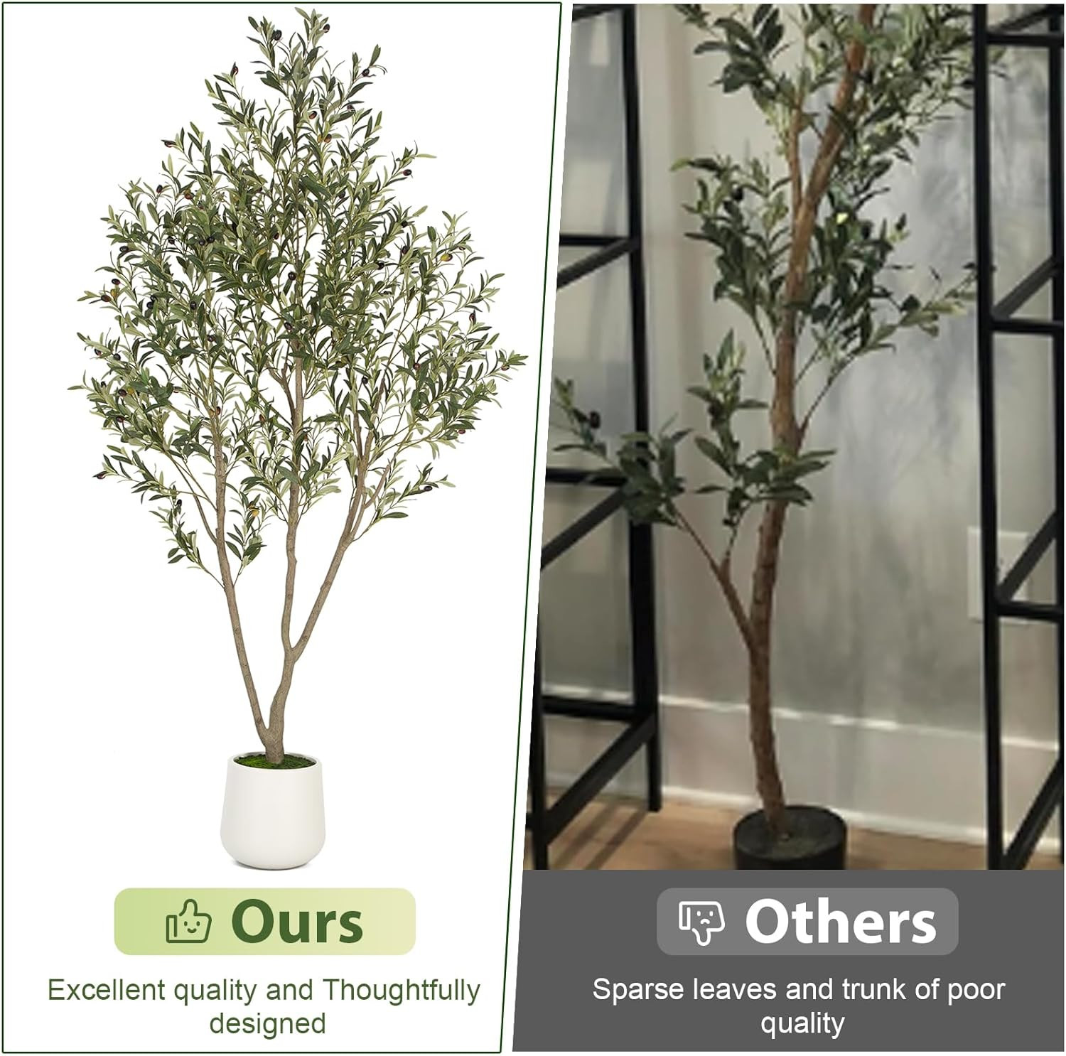 Olive Trees Artificial Indoor, 7FT Tall Faux Olive Tree with White Tall Planter,