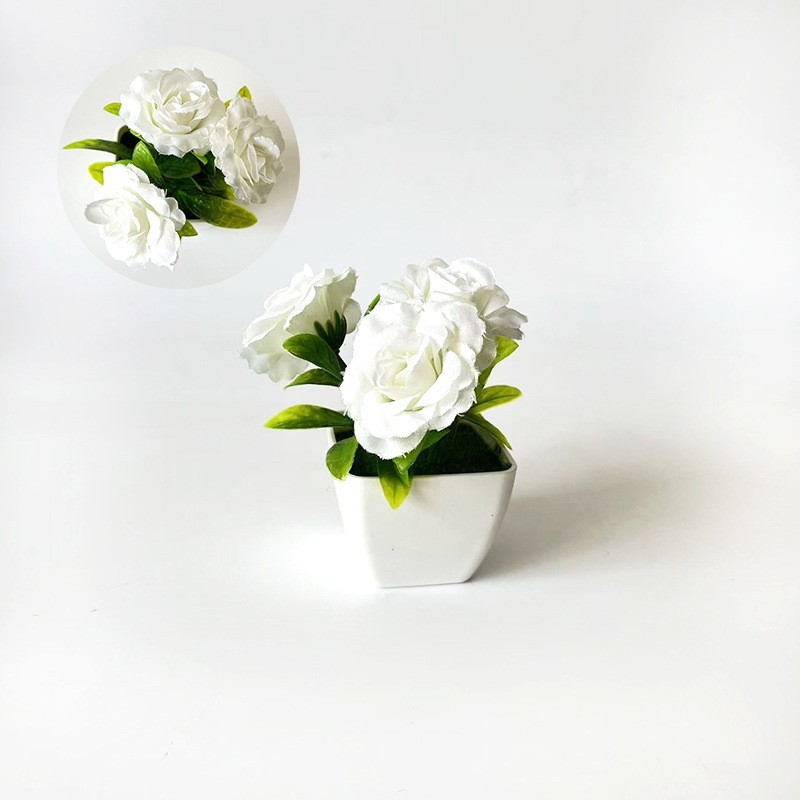 Decorative 3 Fake Plant in White Square Pot – For Home Office Wedding