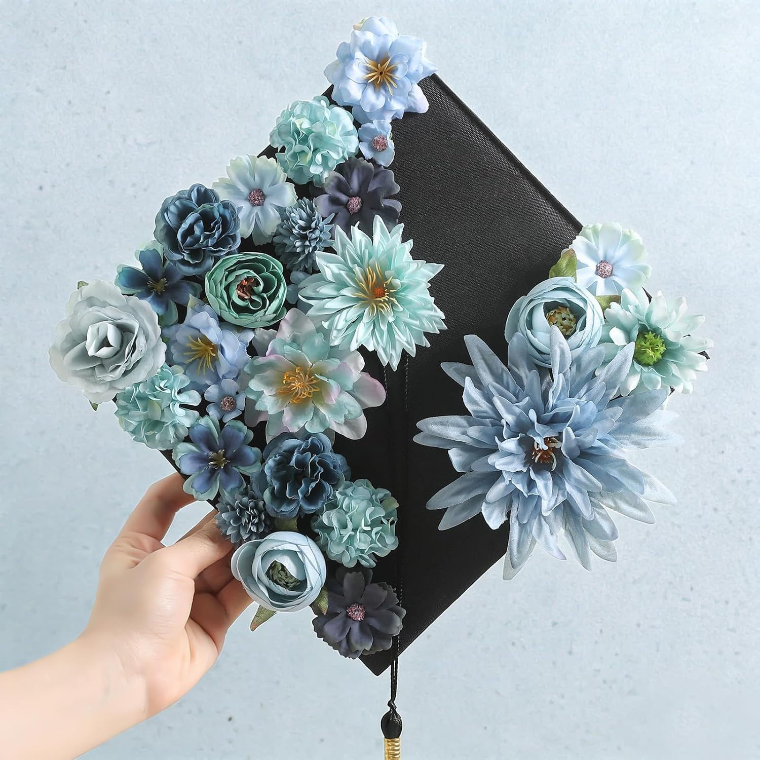 Artificial Flowers Heads Combo Blue Flowers Mix Silk Flowers Heads Bulk Faux Ros