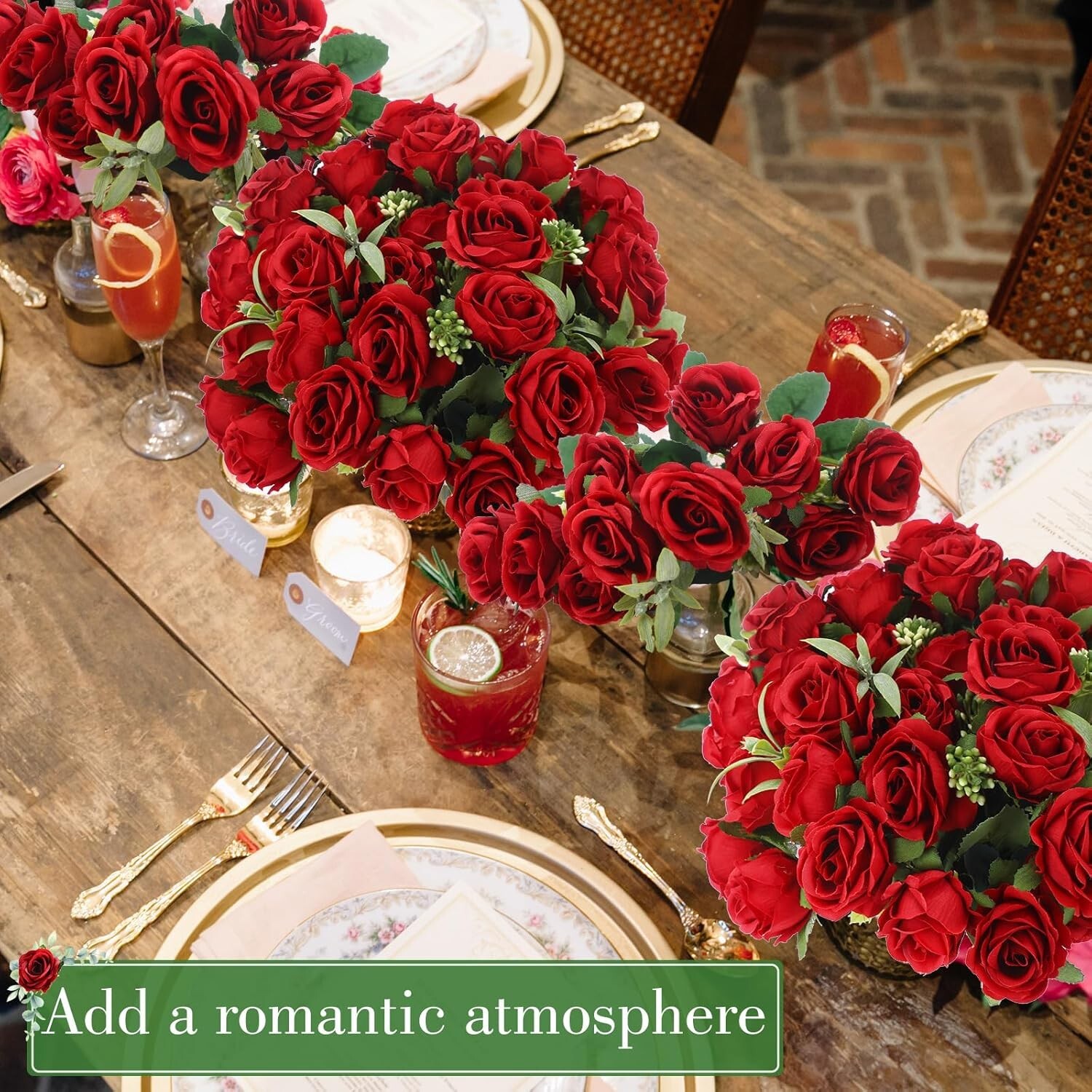 16 Bunches 12 in Artificial Mini Rose Bouquet 160 Heads Bridal Flower Bouquet…