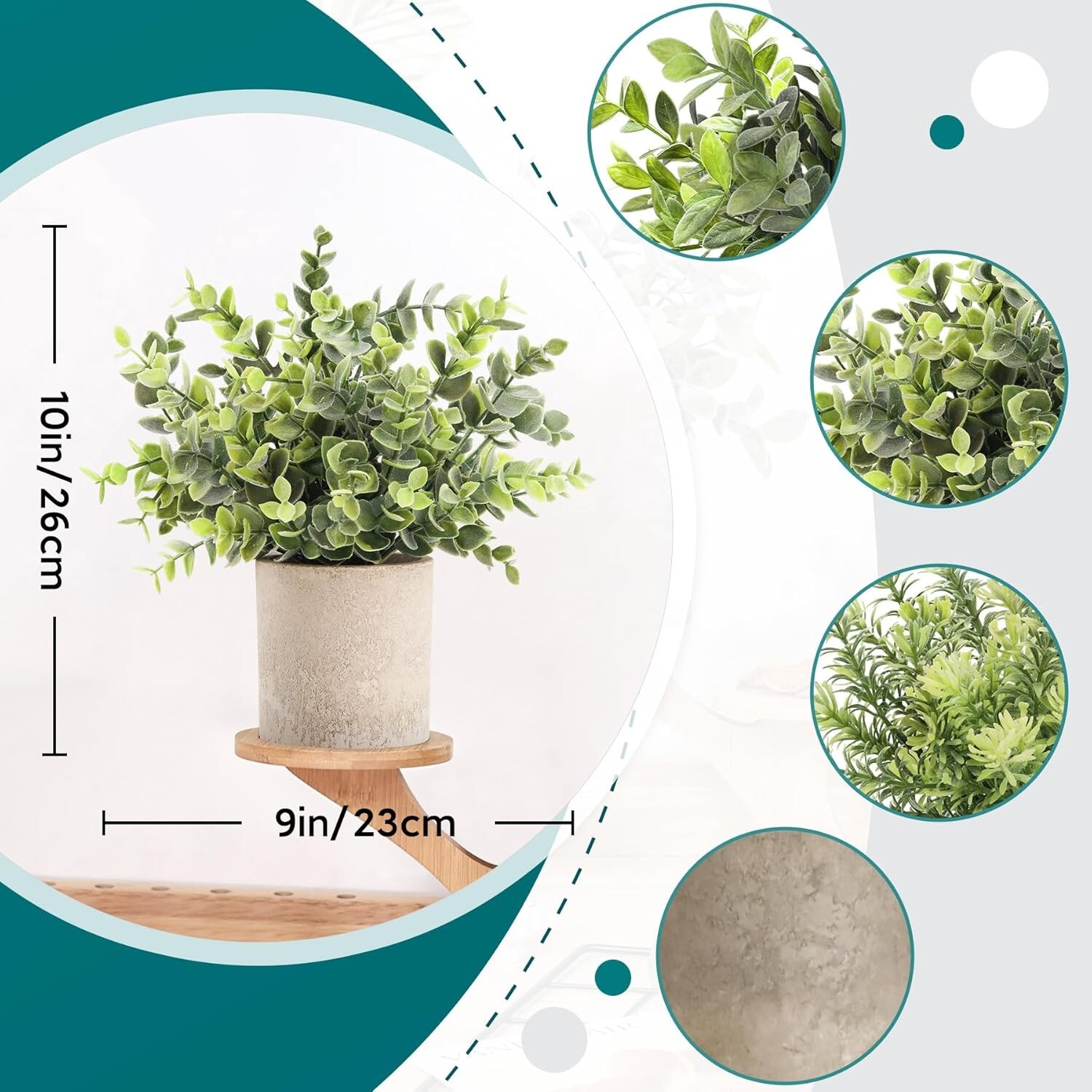 Set of 3 Lifelike Mini Eucalyptus Plants – Perfect for Office and Home Decor