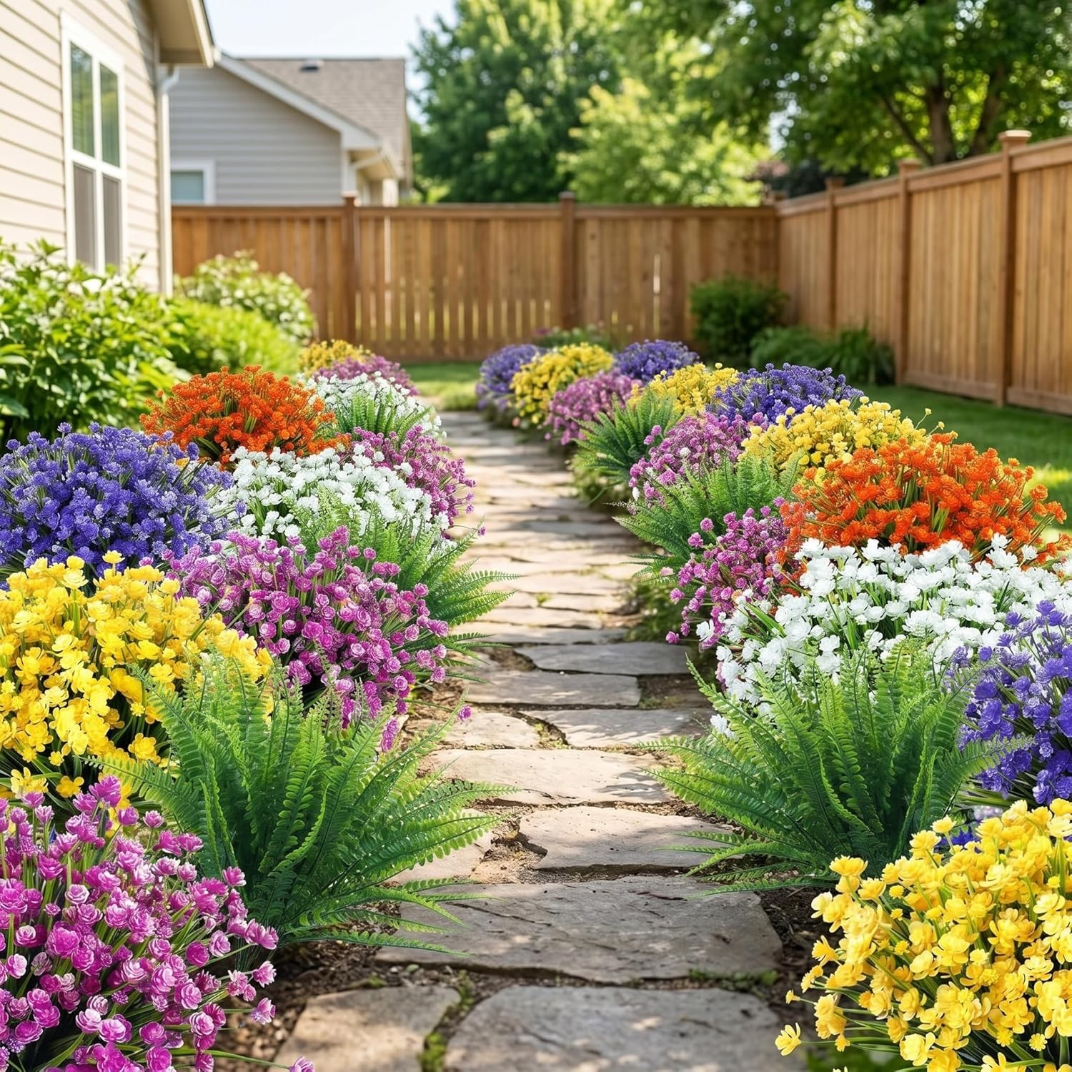 24 Bundles Artificial Flowers for Outdoors UV Resistant Fake Plastic Plants F…