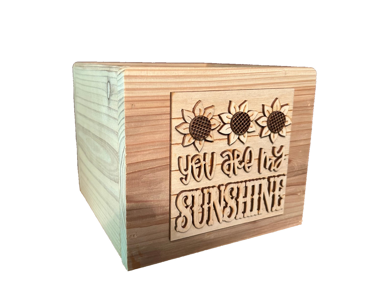 You Are My Sunshine Cedar Wood Planter Box W/ Liner 6.5″ x 5.5″ no Plants
