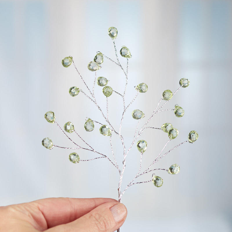 Set of 6 Green Acrylic Gem 8″ Accent Sprays for Corsages and Accenting
