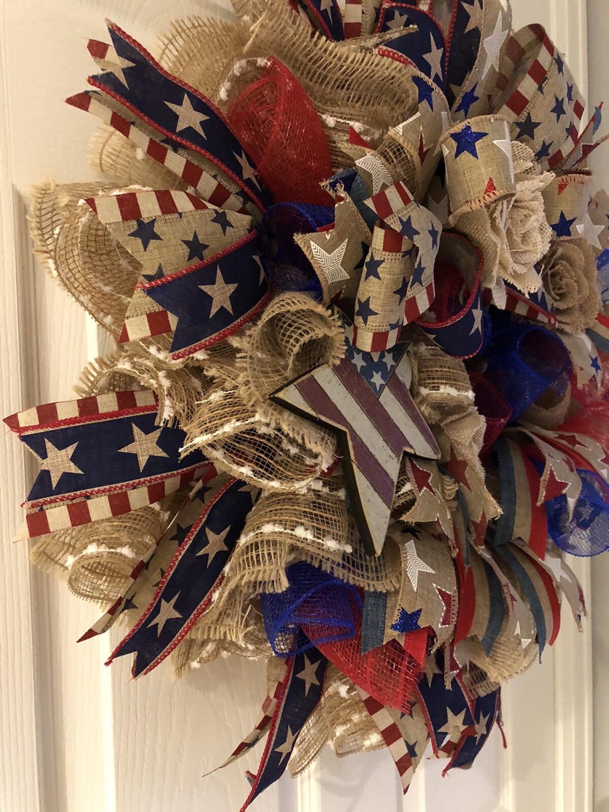Patriotic Wreath Memorial Day, 4th Of July Veterans Day Labor Day Summer Wreath.