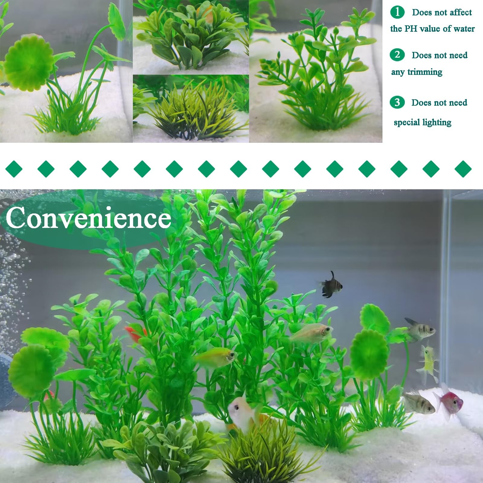 Artificial Fish Tank Plants, Plastic Aquarium Decorations, Green Accessories,…