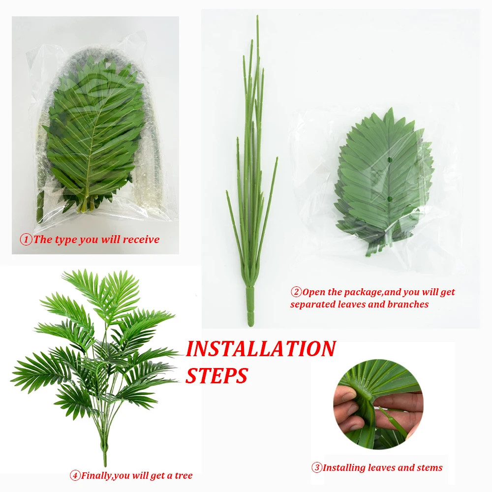 24 Leaves Areca Palm Artificial Plants Trees in Pot Plastic Green Fake Plant Tre