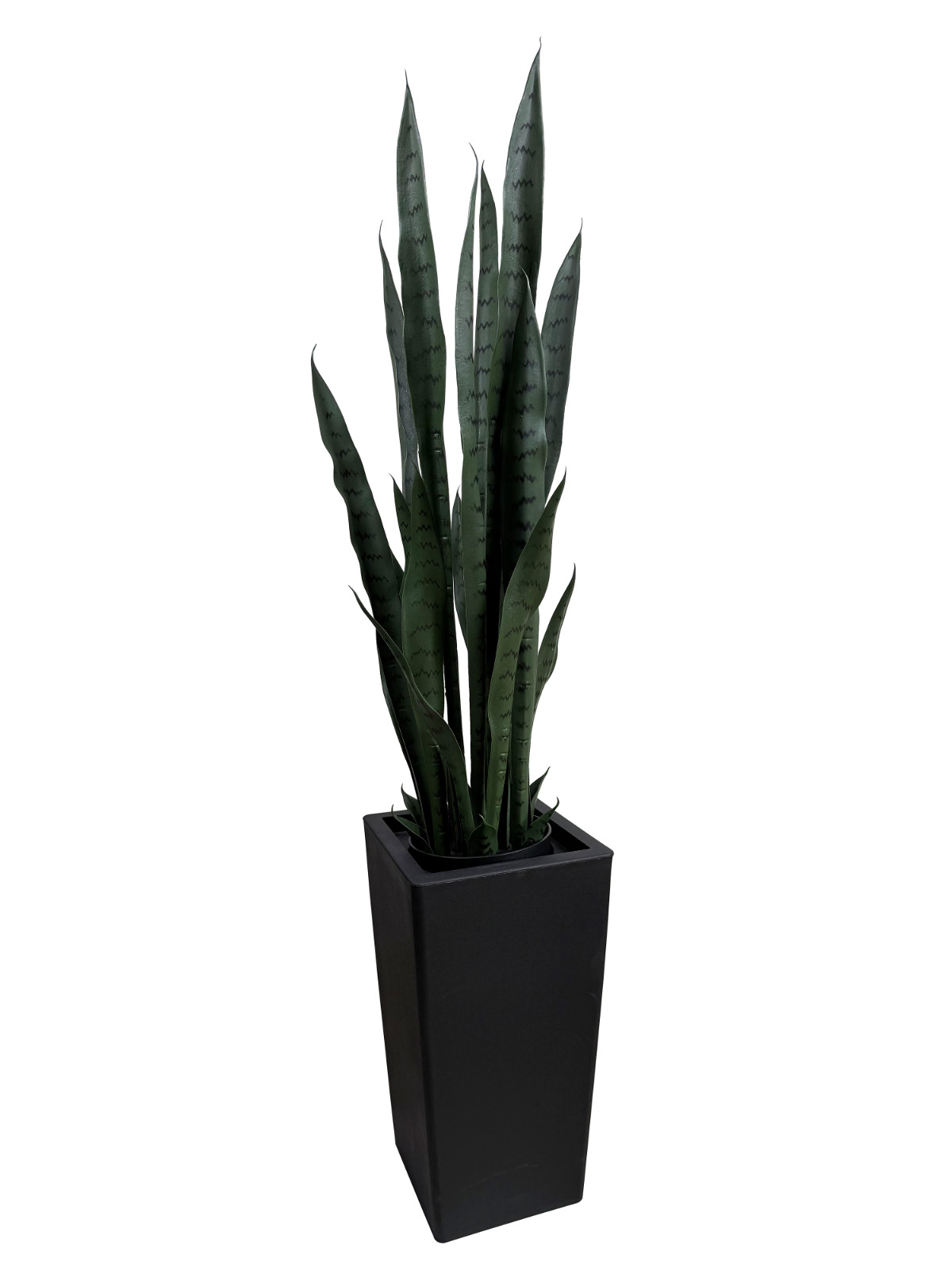 90cm Dark Artificial Snake Plant in Black Pot, Potted Sansevieria