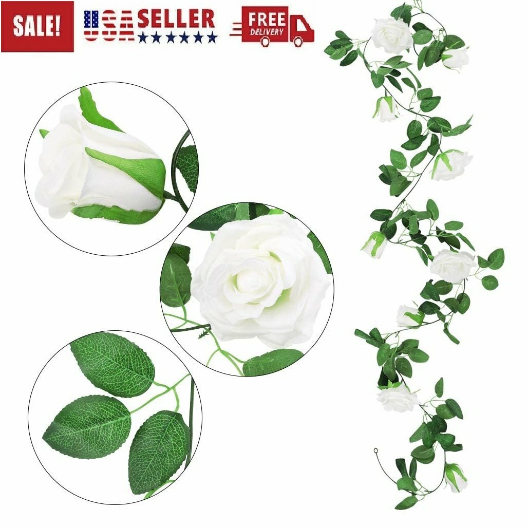 7.5 Ft Garland Wall Silk Artificial Hanging Rose Flowers Vine Wedding Decor USA