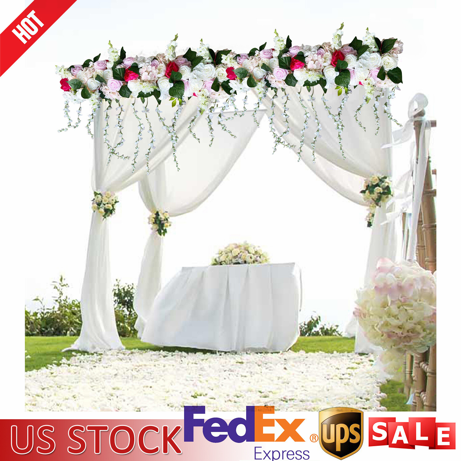100cm Artificial Rose Flower Row Wedding Arch Stage Wall Background Decoration