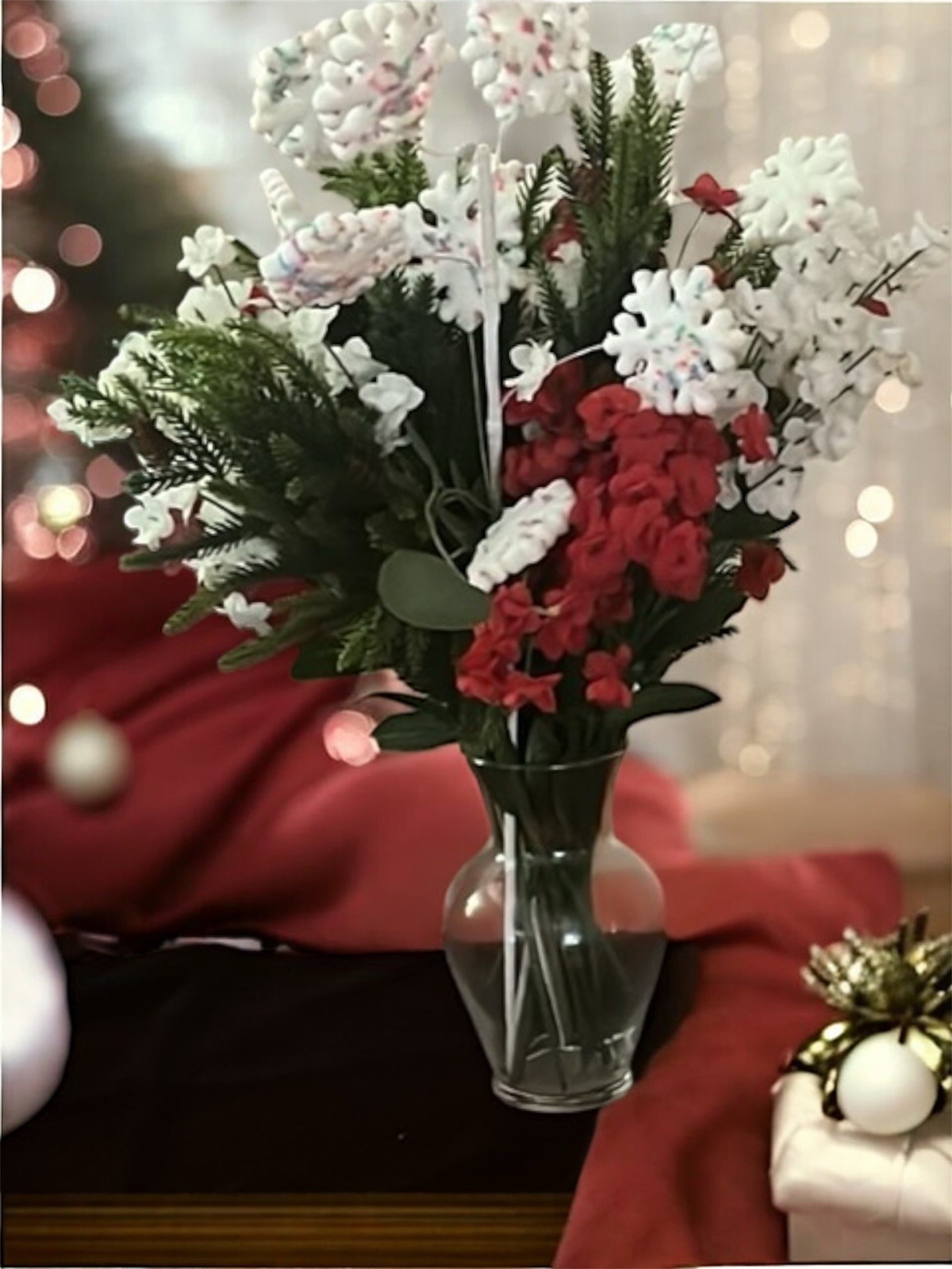 Custom Order Artificial Flower Arrangement In Glass Vase
