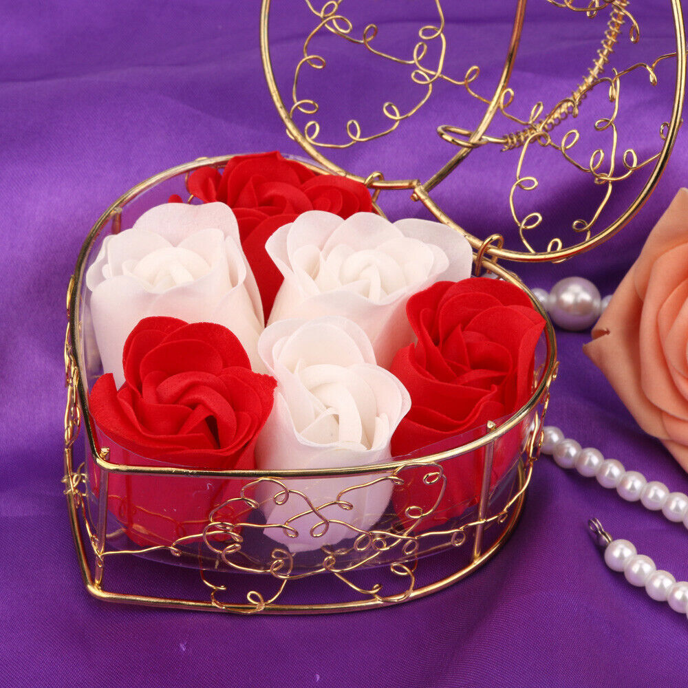 Heart Scented Petal Rose Soap Flower Wedding Decoration Gift Box Valentines Day