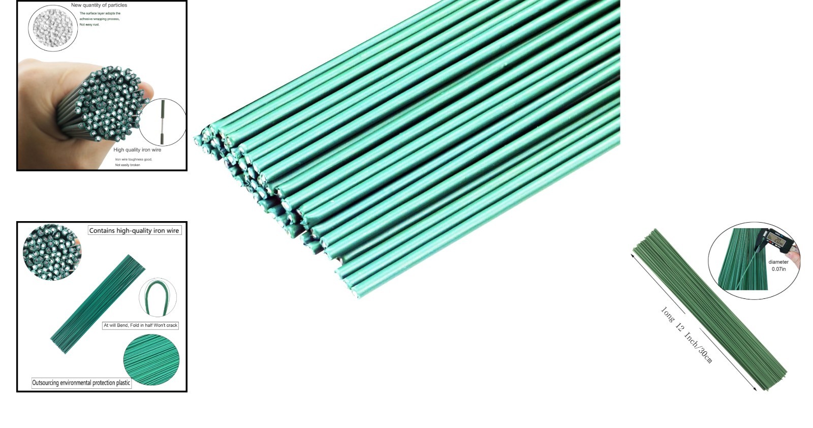Durable 2 Gauge Dark Green Floral Wire for DIY Crafts & Flower Arrangements
