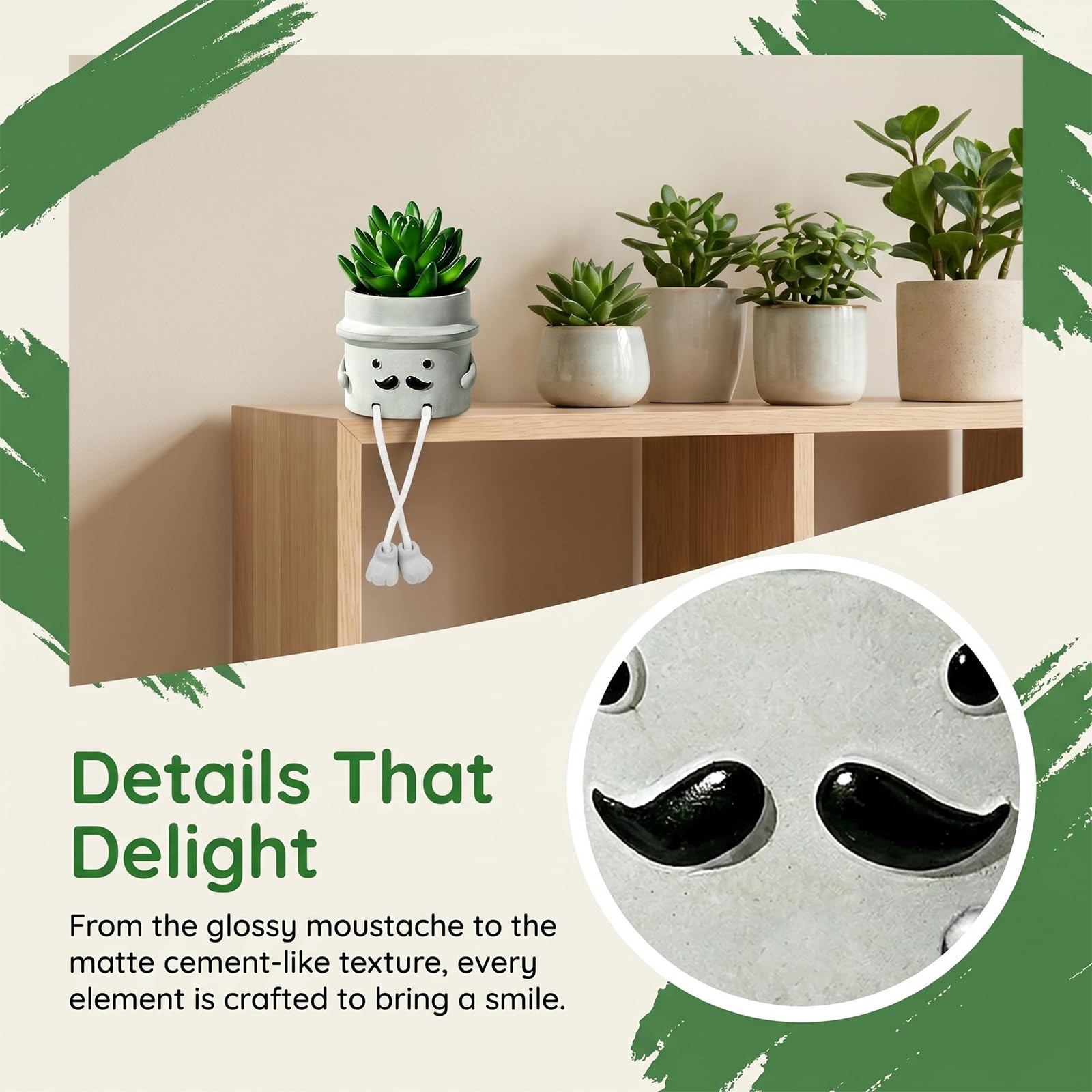 Fake Plant with Gray Flower Pot Artificial Succulents Plant for Indoor Bathro…