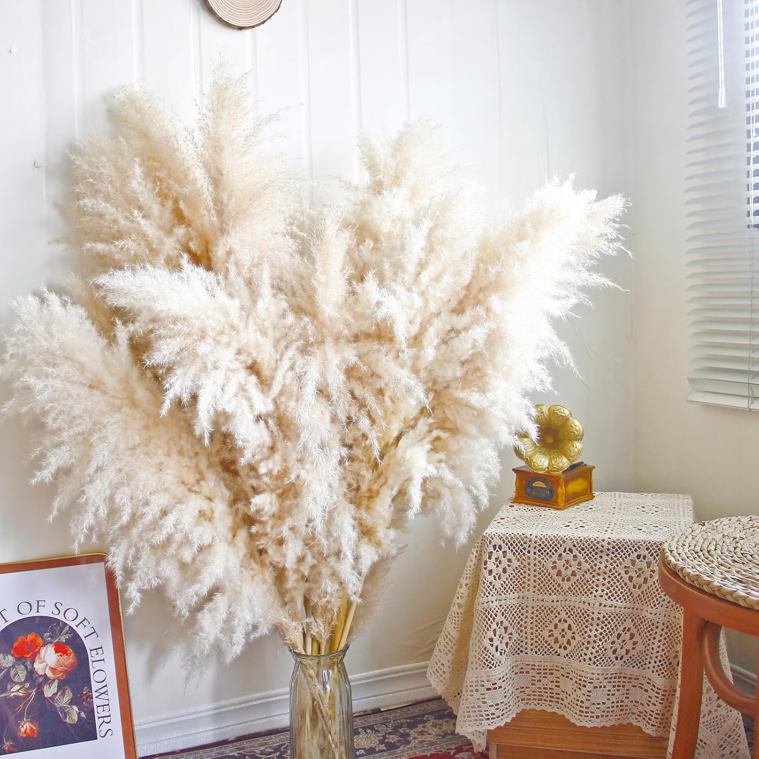 10Pcs 40” Pampas Grass Tall Decor – Pompas Floral, Tall Pampas Grass for Floor