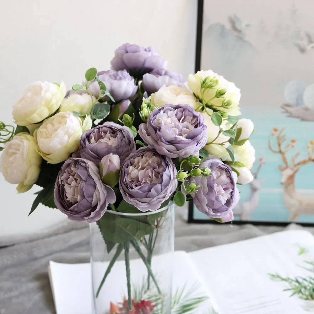 30CM Silk Peony Fake Roses Artificial Flowers Bridal Bouquet Home Wedding Decor