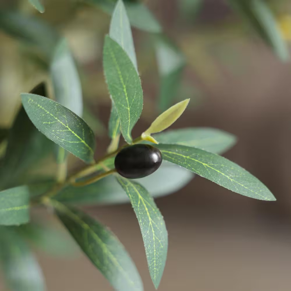 7 Ft. Artificial Olive Tree with White Planter, Fake Olive Silk Tree for Indoor