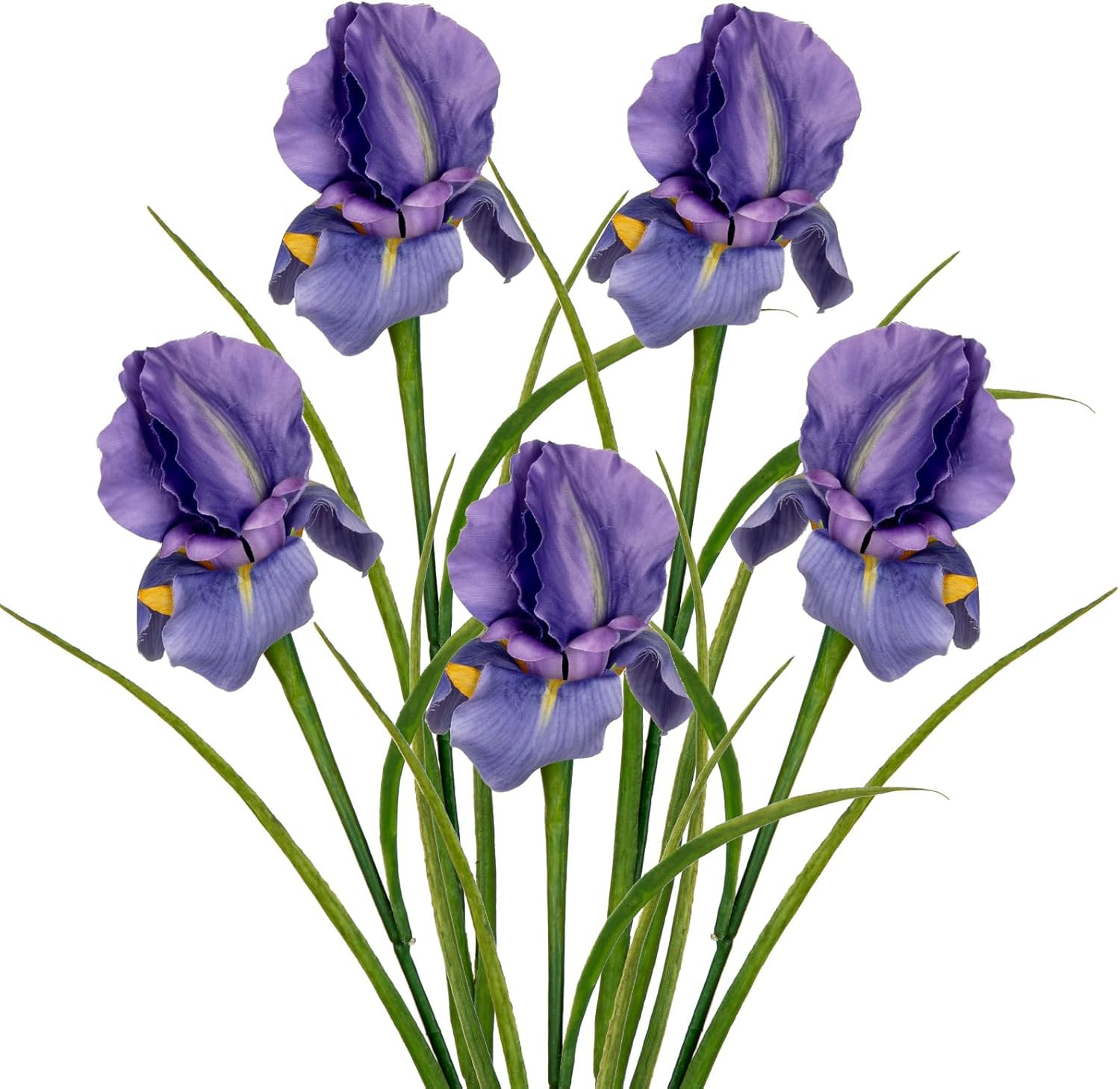 Iris Flowers Artificial 5 Pcs Real Touch Long Stems Iris Flowers 23.6″ Silk Iris