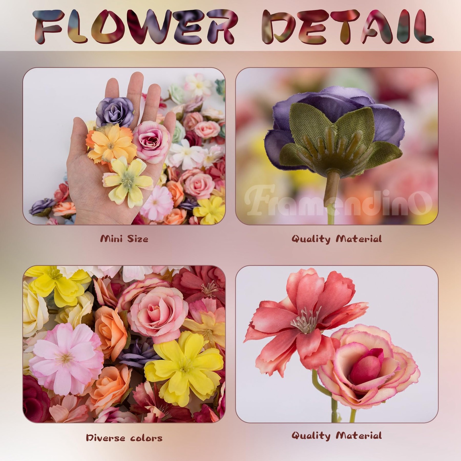 100 PCS Faux Silk Rose Blossom Flower Heads Small Mini DIY Craft Wedding