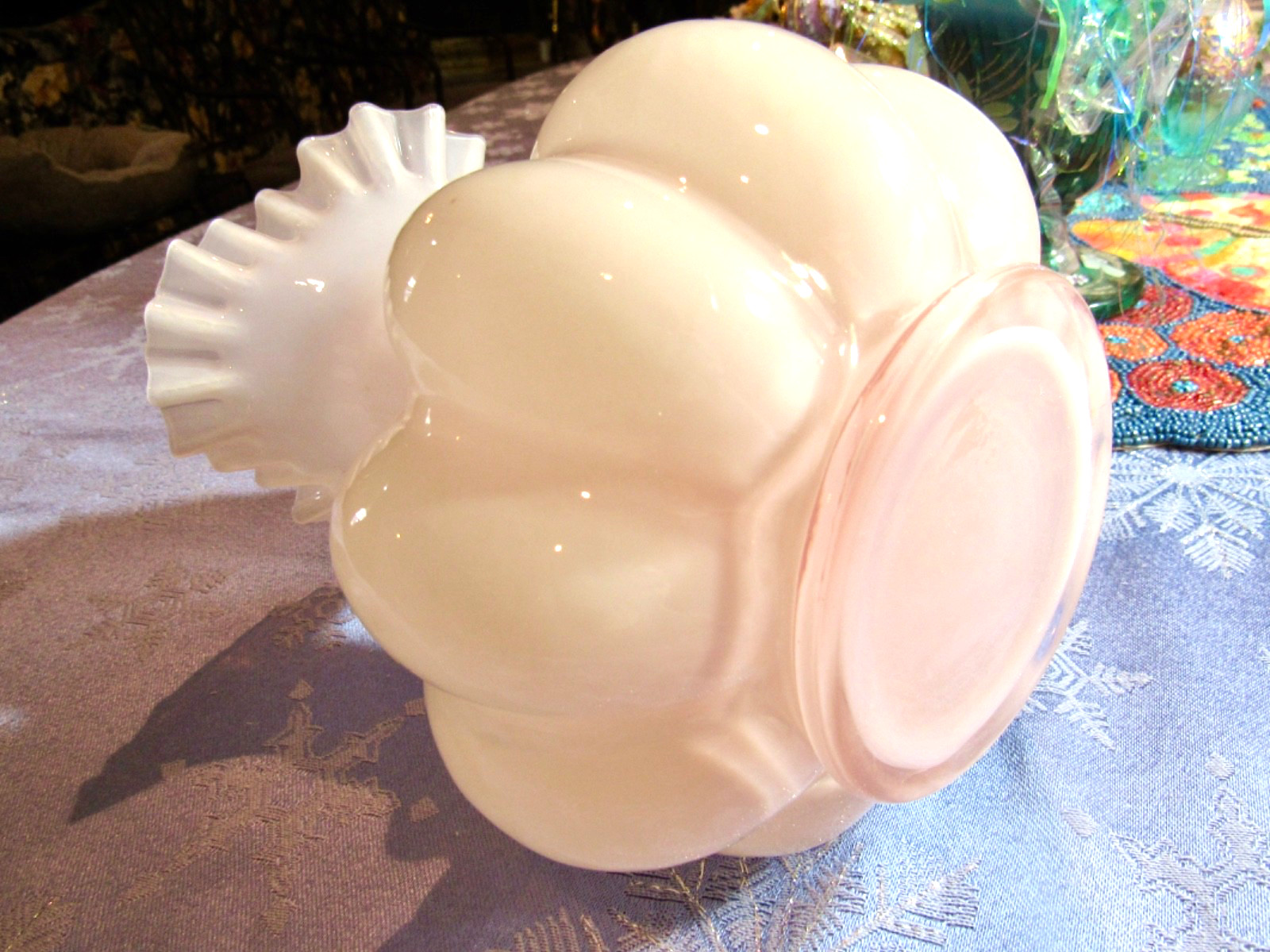 Pink Frilled Flower Vase–8″ Tall