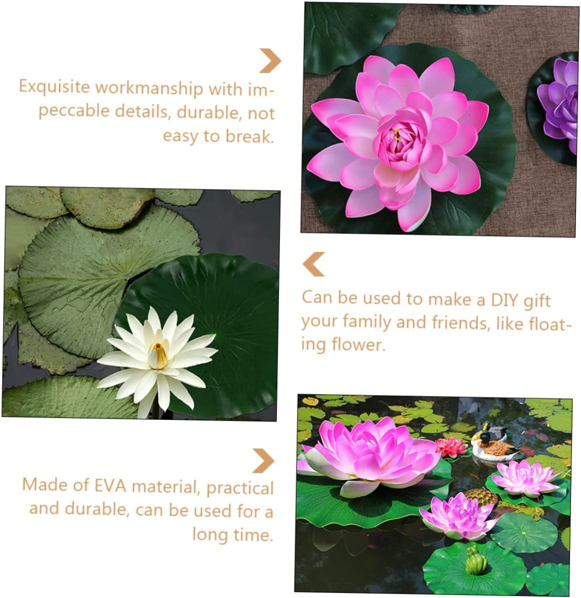 DOITOOL Artificial Lily Pads for Koi Pond: 3 Pcs Artificial Floating Foam Lotus