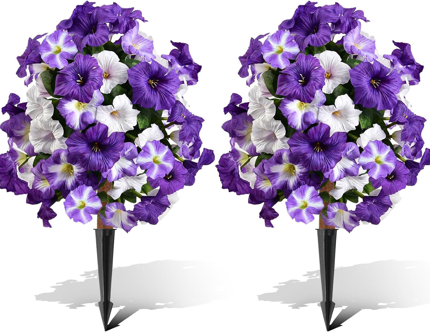 Set of 2 UV Resistant Purple Petunia Topiary Ball Trees for Outdoor Decor